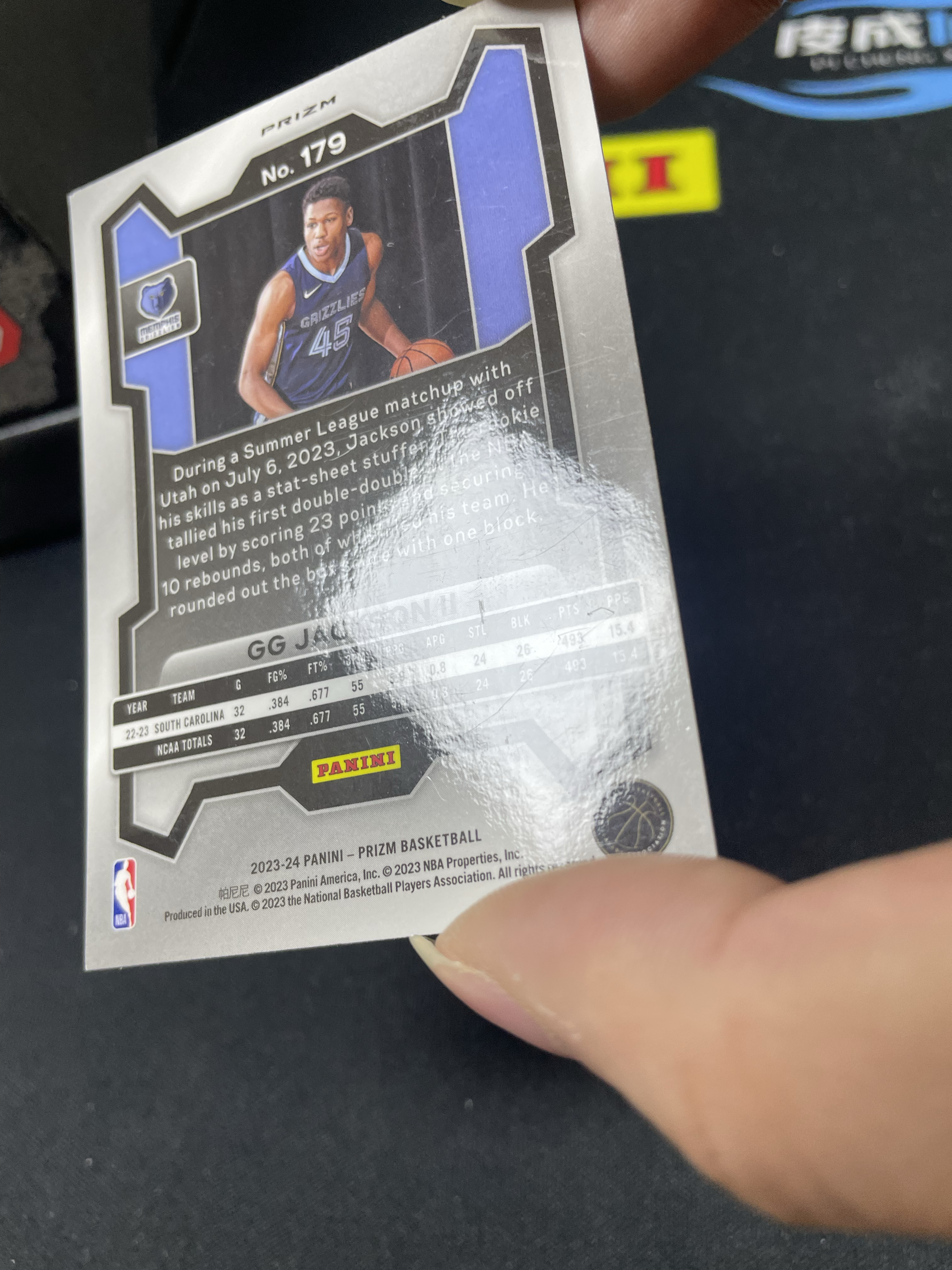 【皮成仙拍卖 统一手续费6%】 PANINI 23-24 PRIZM 灰熊 GG杰克逊二世 新秀 RC 银折 瑕疵如图 凑套必备 值得收藏【只发顺丰】柱子126