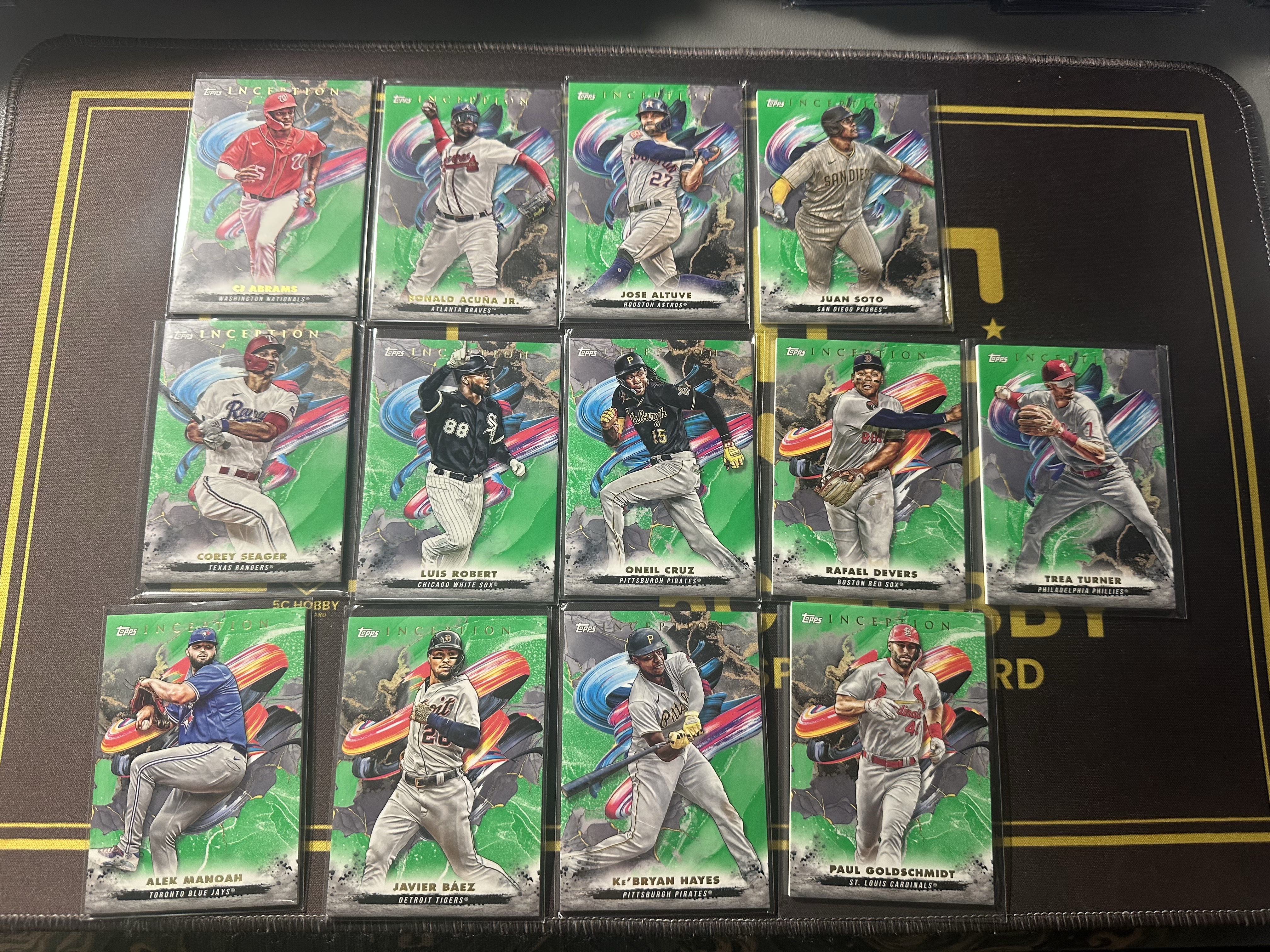 【主演出卡】topps 盗梦空间 base 绿版 Oniel Curz,Seager,小阿库尼亚 Acuna jr,Juan Soto,Devers 等共13lot 第1组 卡品不保 凑套必备
