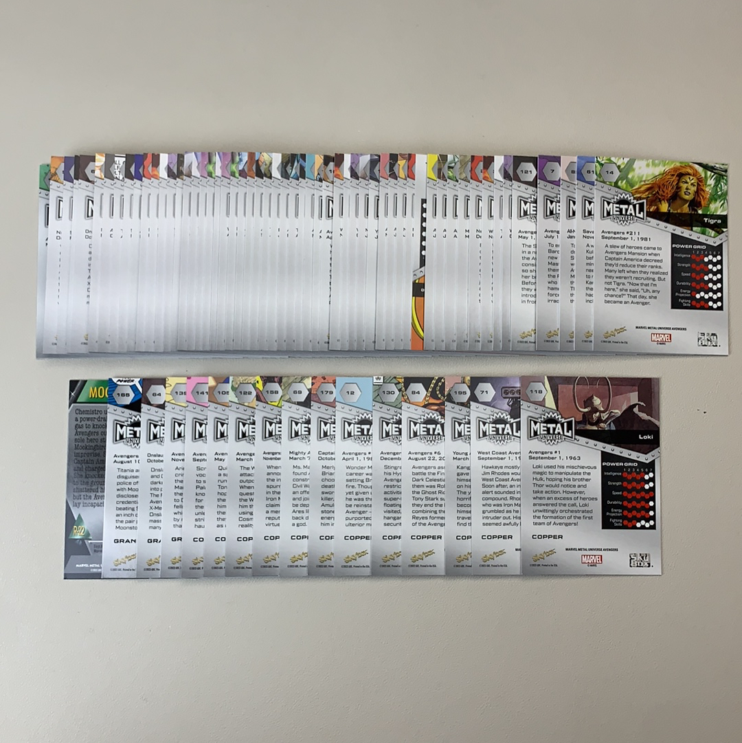 【弈卡代拍】2023 SkyBox Marvel Metal Universe Avengers 漫威复联 手雷盒 金属宇宙 普卡 base 铜平行 蓝折等 打包 品相如图 凑套必备 Mito
