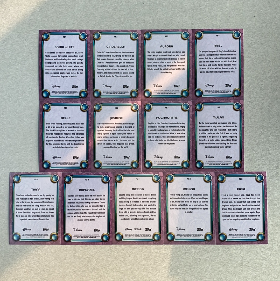 【弈卡代拍】2025 Topps Disney Wonder 元年迪士尼公主盒 公主特卡 白雪公主 仙蒂瑞拉 乐佩 爱丽儿等 151-163 打包 品相如图 凑套必备 善总