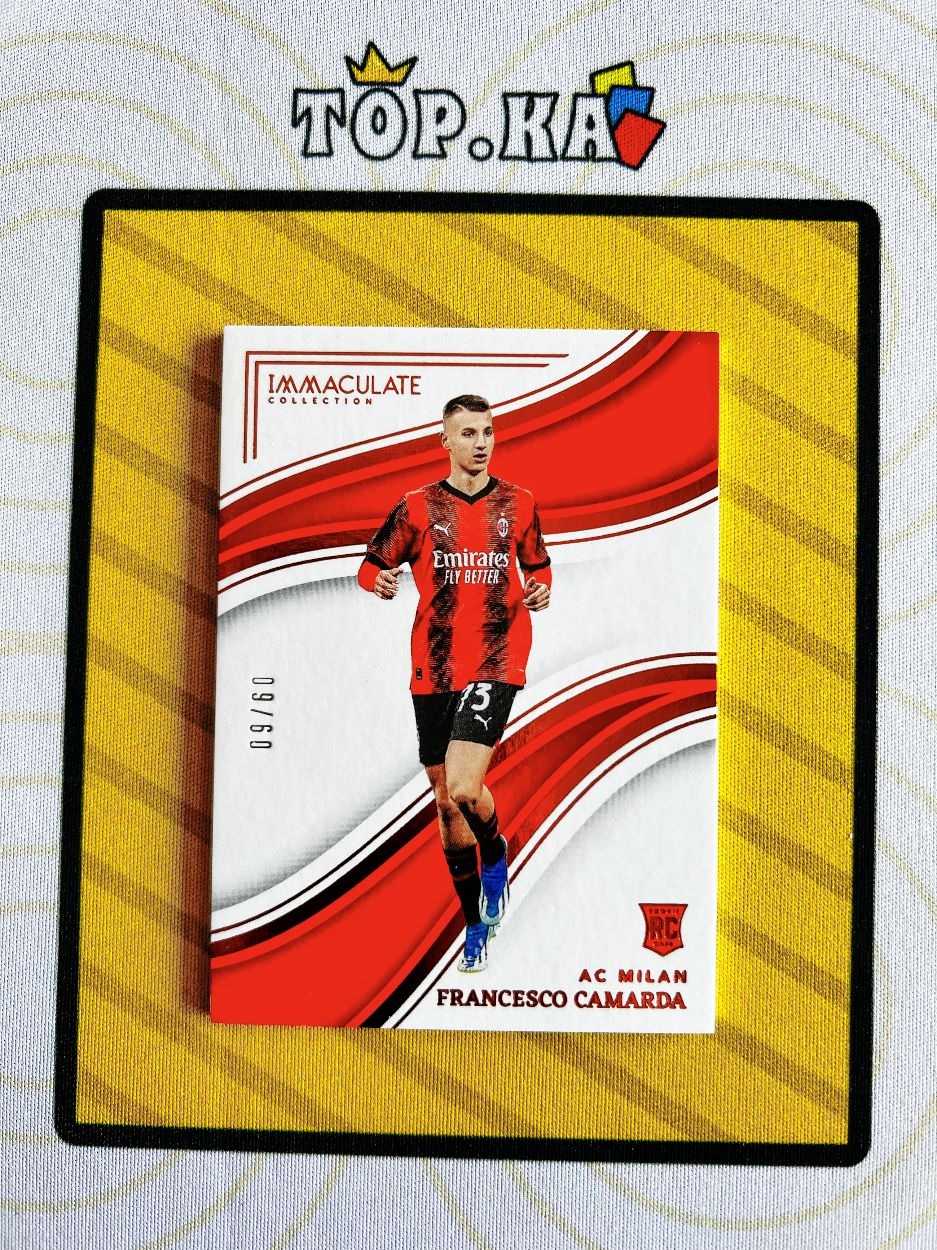 【顶尖卡社】2023-24 Panini Immaculate Francesco Camarda RC 爱咪咪 AC米兰 卡马尔达 新秀 09/60编 铜平行 详情看描述 瑕疵如图【码头】