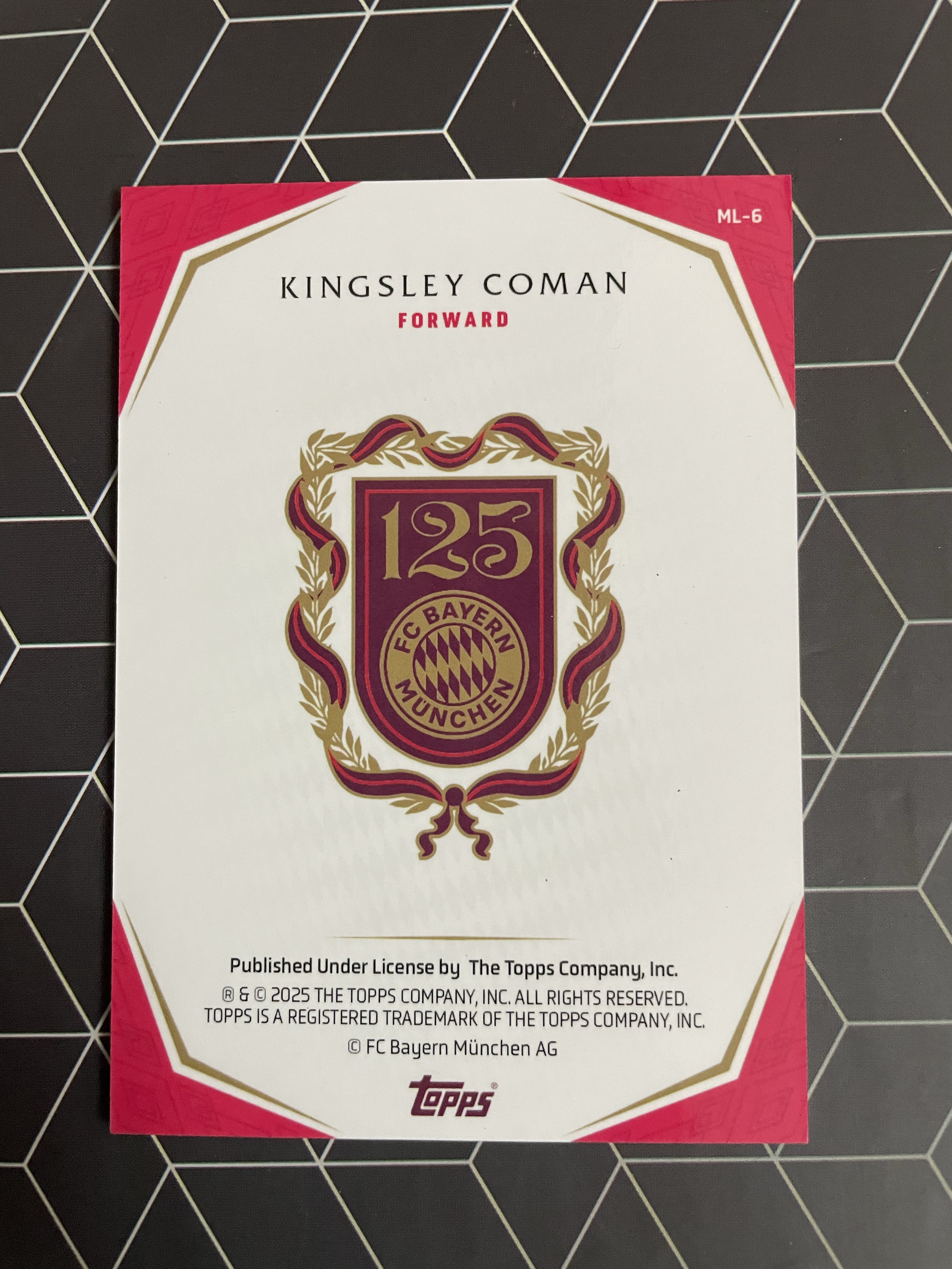 2025 Topps FC Bayern Kingsley Coman 【hellfire拍卖】Topps 拜仁 125周年高端队盒 法国 科曼 base 99编 zzz