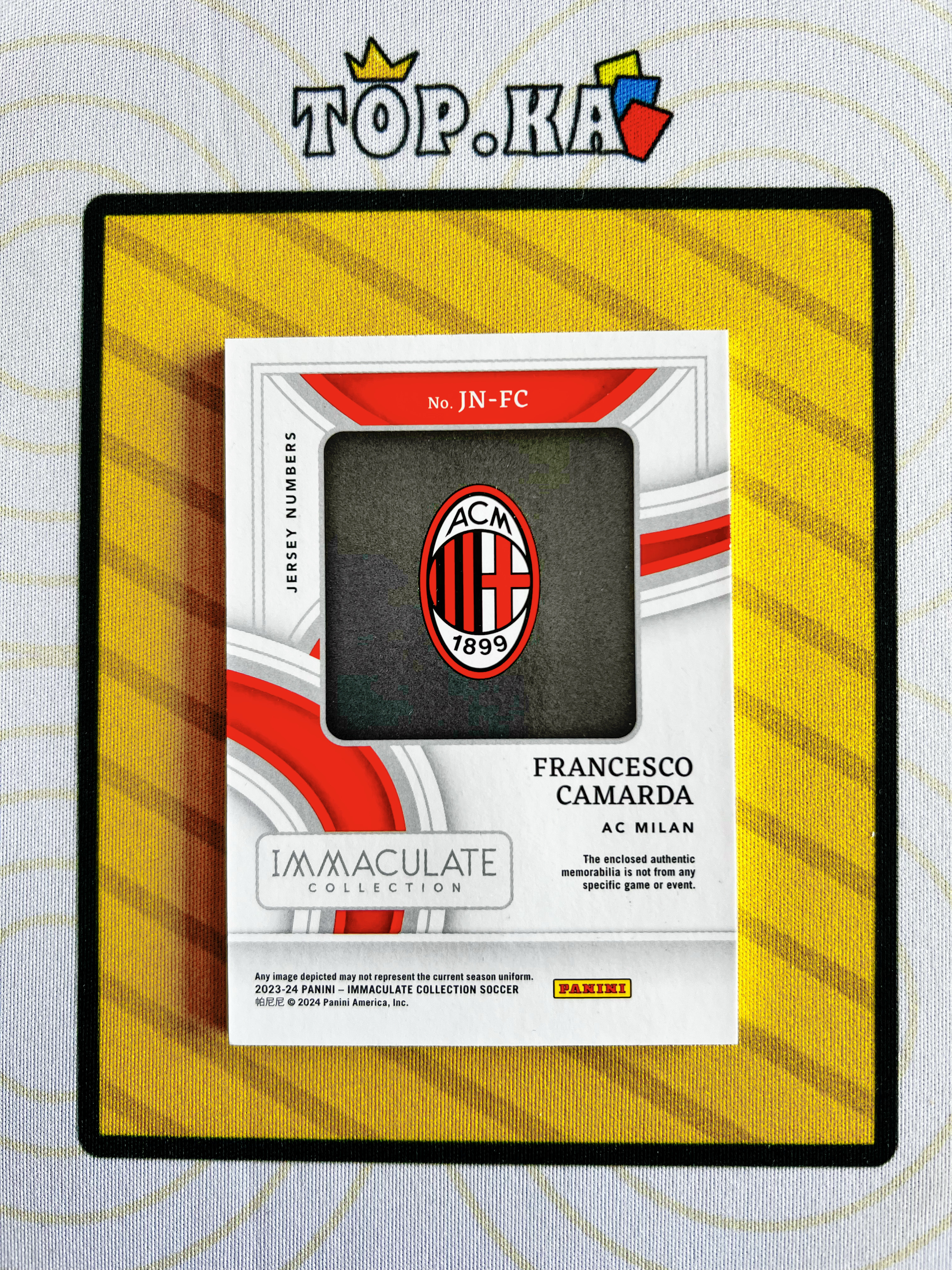 【顶尖卡社】2023-24 Immaculate Francesco Camarda RC AC米兰 新秀 卡马尔达 闪版 球衣背号 球衣物料 patch 16/49编 详情看描述 瑕疵如图【码头】