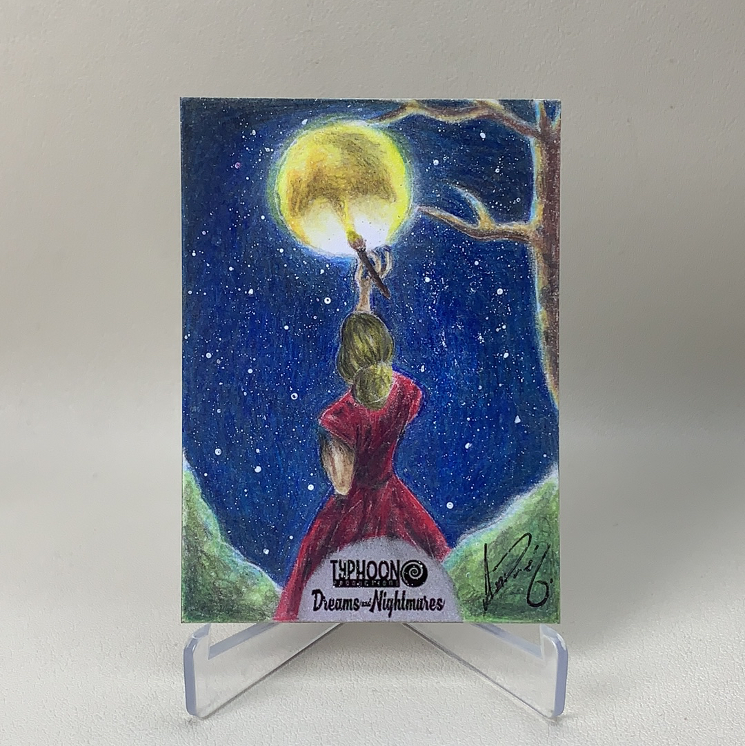 【弈卡代拍】2022 Typhoon 台风工作室 手绘卡 1/1编 1of1 画师签名 亲笔签字 签名见背面 画月亮 品相如图 凑套必备 Lee总