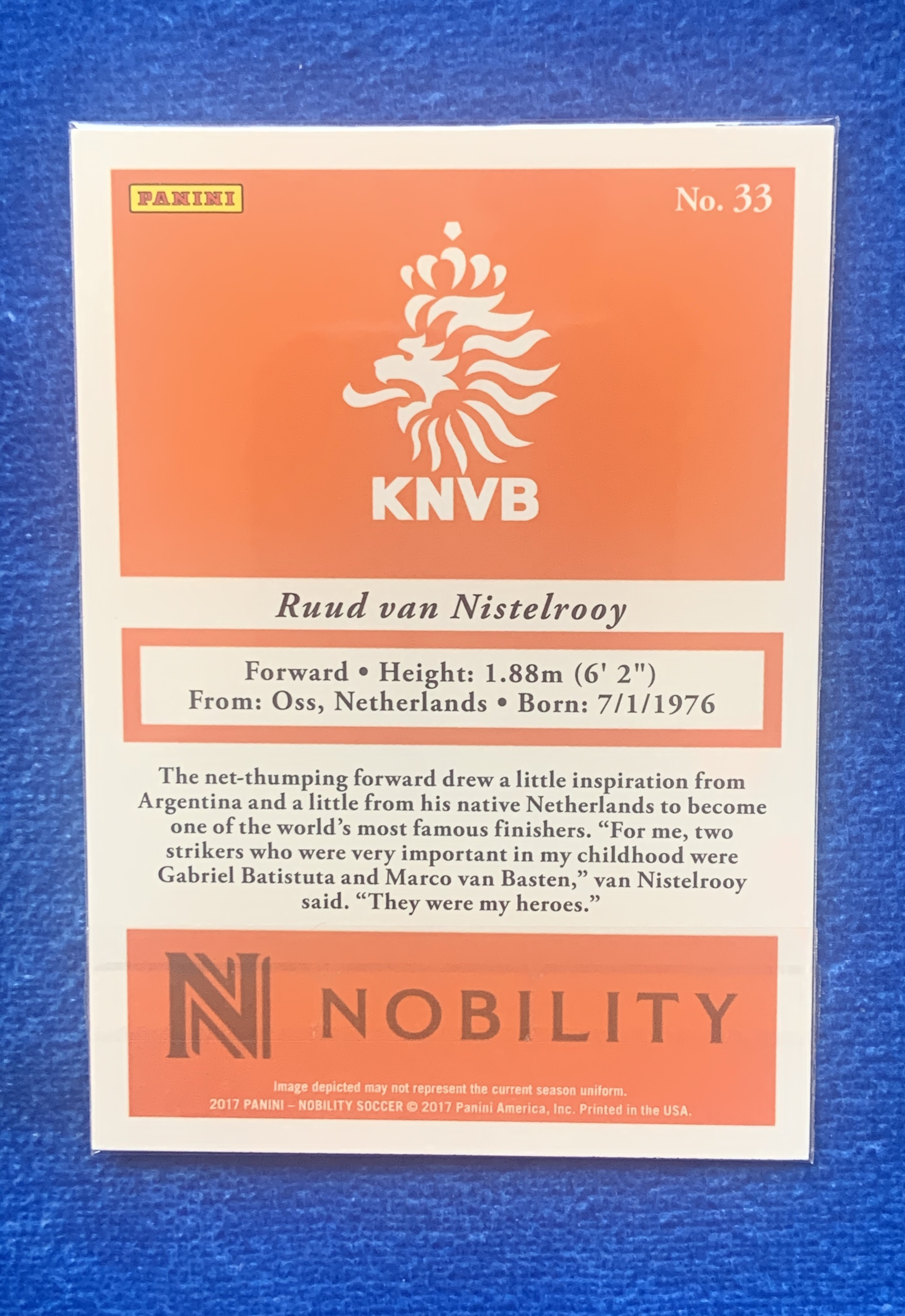 2017 Panini Nobility Ruud van Nistelrooy 帕尼尼贵族 范尼 荷兰Holland 曼联Manchester United 皇家马德里Real Madrid