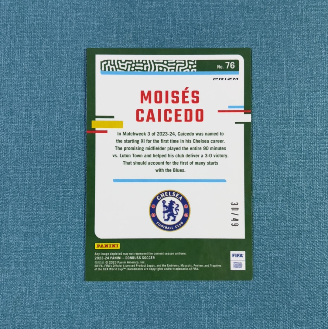 2023-24 Panini Donruss 杜蕾斯 Moises Caicedo 凯塞多 30/49编 绿mojo折 切尔西 卡品如图 ZCC