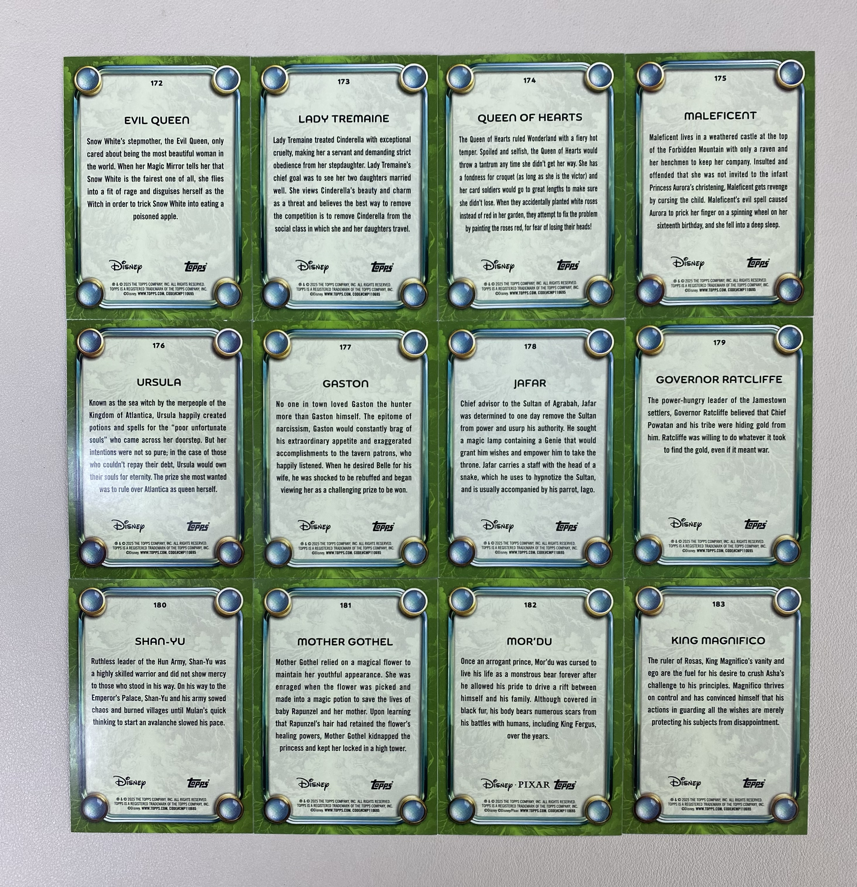【弈卡代拍】2025 Topps Disney Wonder 元年迪士尼公主盒 坏蛋特卡 女巫 后妈等 172-183 12张打包 品相如图 凑套必备 善总