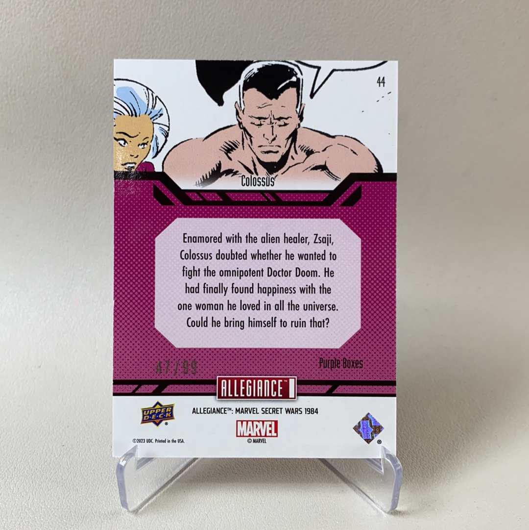 【弈卡代拍】 2023 Upper Deck Marvel漫威Allegiance 忠诚 秘密战争 大比例 特卡 紫折 钢力士 Colossus 47/99编 品相如图 凑套必备 不要熬夜
