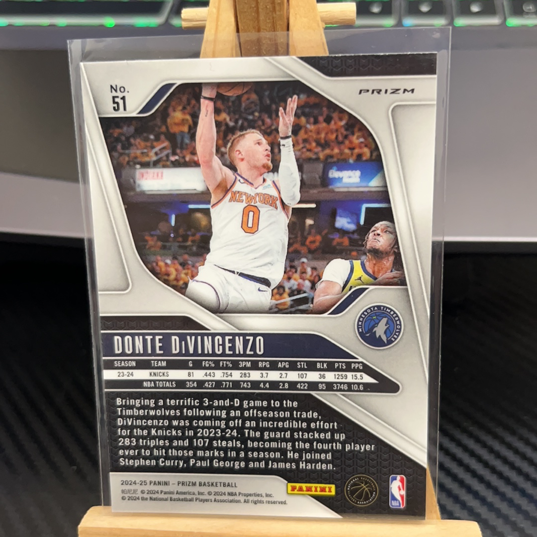 2024-25 Panini Prizm Donte DiVincenzo 迪文森佐 森林狼 银碎冰 银折 折射 prizm系列 pz 卡品如图 凑图必备 值得收藏! 免费代卖!
