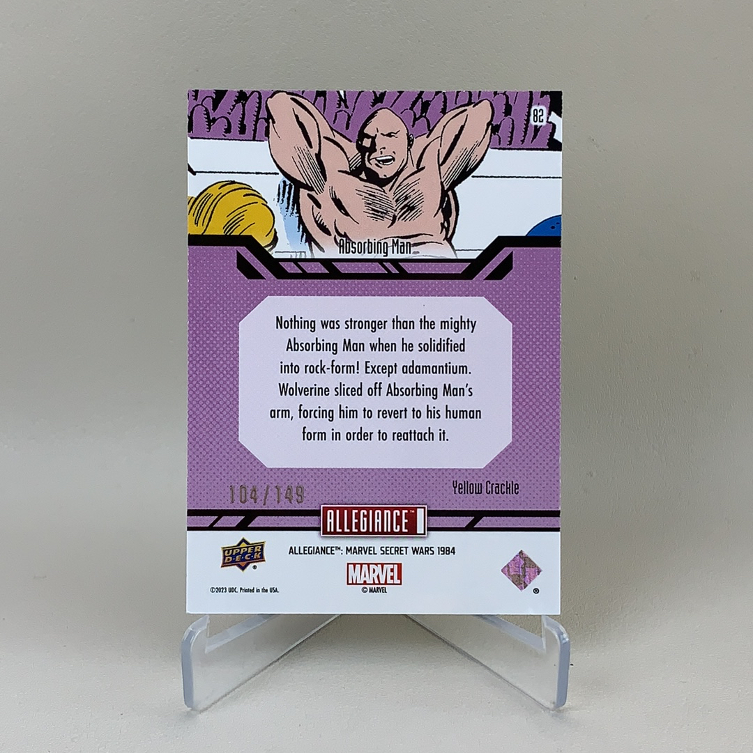 【弈卡代拍】2023 Upper Deck Marvel漫威 Secret Wars 秘密战争 特卡大比例 黄碎冰折 Absorbing Man 吸收人 104/149编 品相如图 凑套必备 真帕杰洛