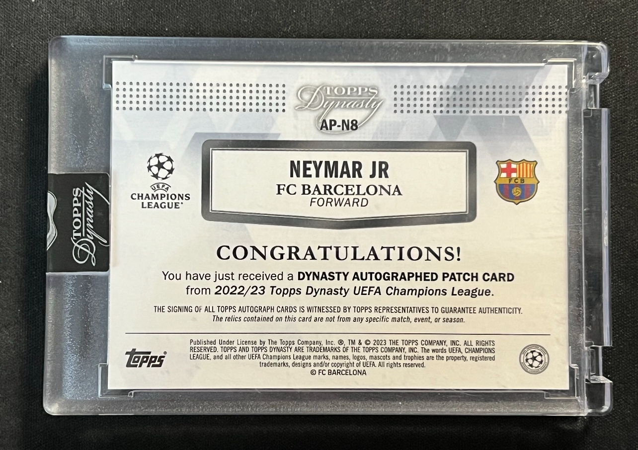 2023 Topps Dynasty Neymar Jr 王朝 内马尔 4/5编 签字/卡签!原封砖,切割暴力袖标落场Patch,巴萨 ...