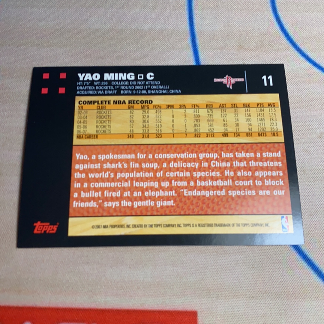 2007-08 Topps Classic Yao Ming 姚明 小巨人 银版SP 50周年变化版 USA老卡老特 卡品如图 凑套必备