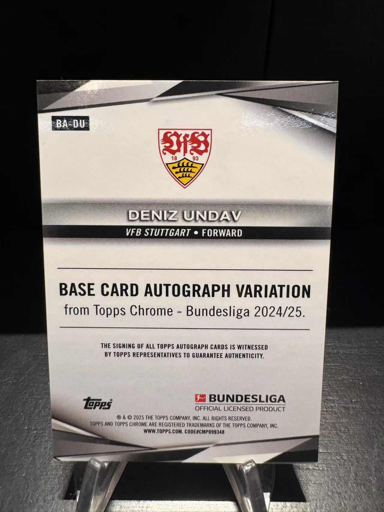 龖2025 Topps Chrome Deniz Undav 德甲TC 斯图加特 昂达夫 69/75编 黄折 签字卡 德国前锋 实力强劲 布莱顿 卡品如图 MJ002M