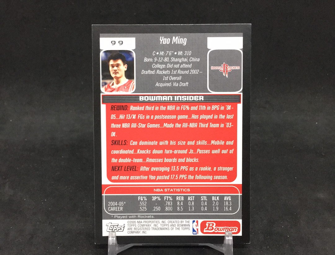 【DC拍卖】12.08 BOWMAN 名人堂名宿 中国队历史第一人 国人骄傲 小巨人 姚明