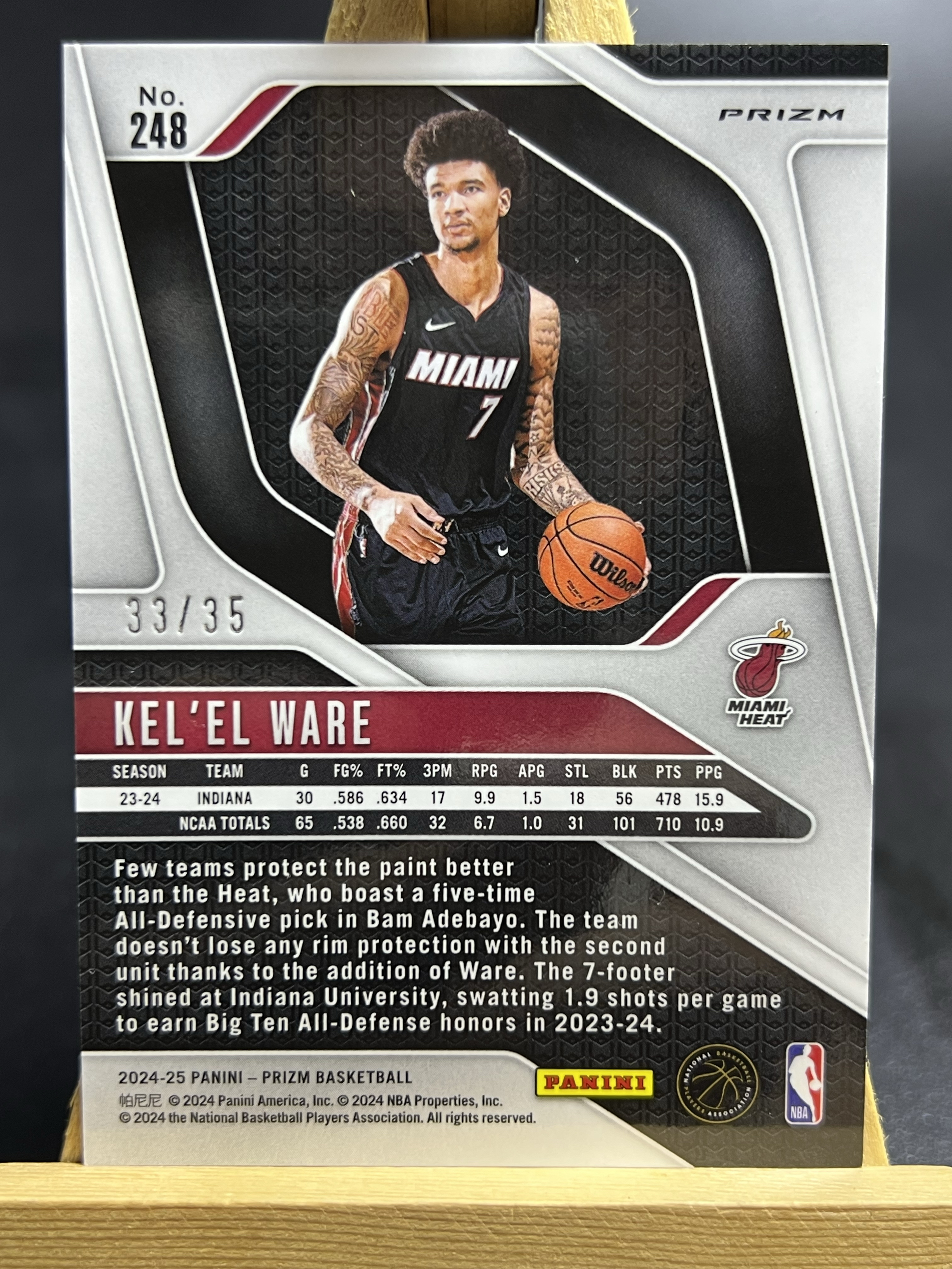 2024-25 Panini Prizm Kel'el Ware RC 热火 新秀 凯莱尔韦尔 热火绝对核心 dpoy有力竞争者 蓝simmer折 /35编 卡品如图 梅尔顿 叉叉拍卖