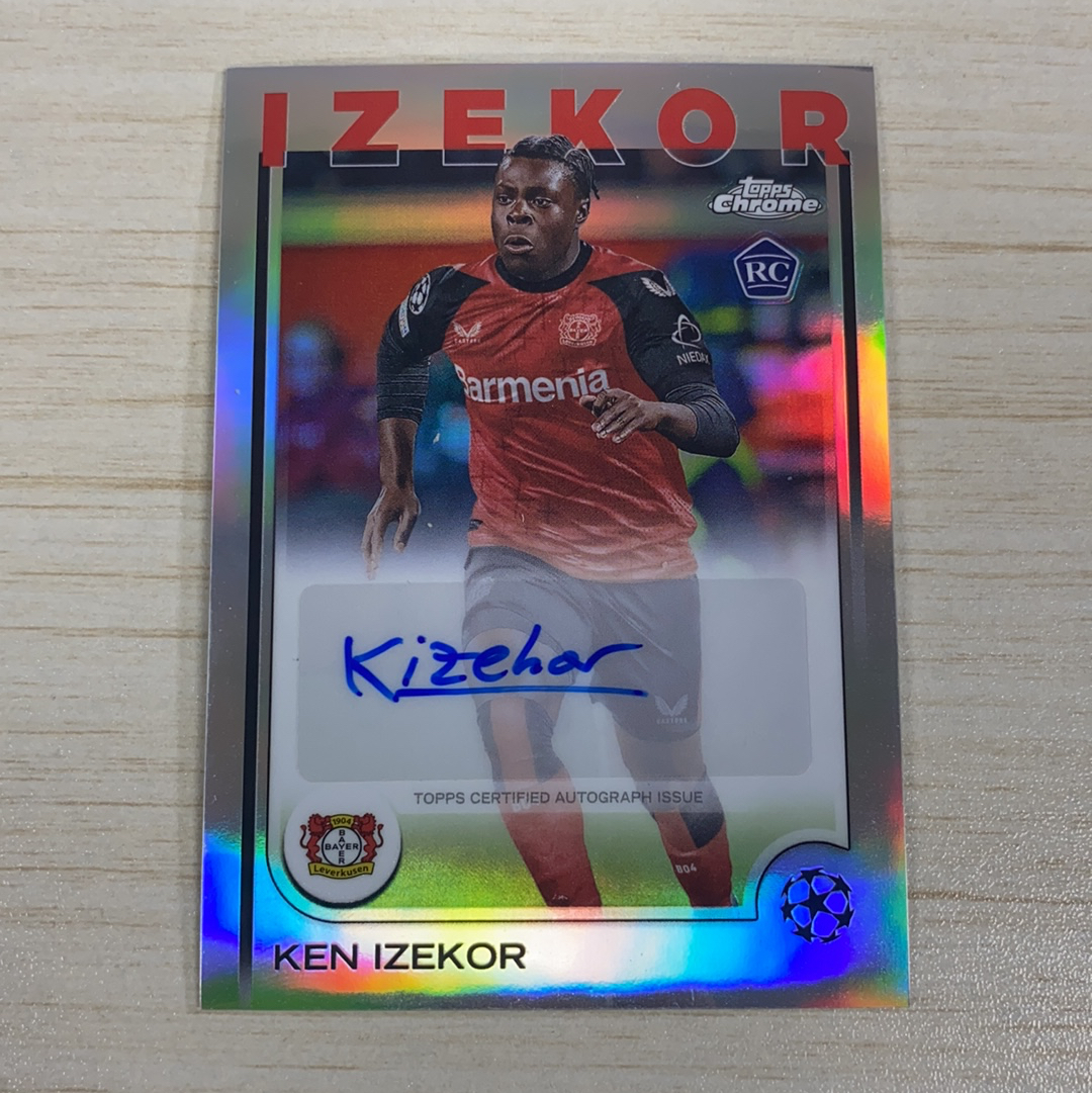 【小牛代拍】2024-25 Topps Chrome Ken Izekor RC 肯 伊泽科尔 勒沃库森 欧冠 RC新秀 签字 银折 超级新秀 卡品如图(威哥)