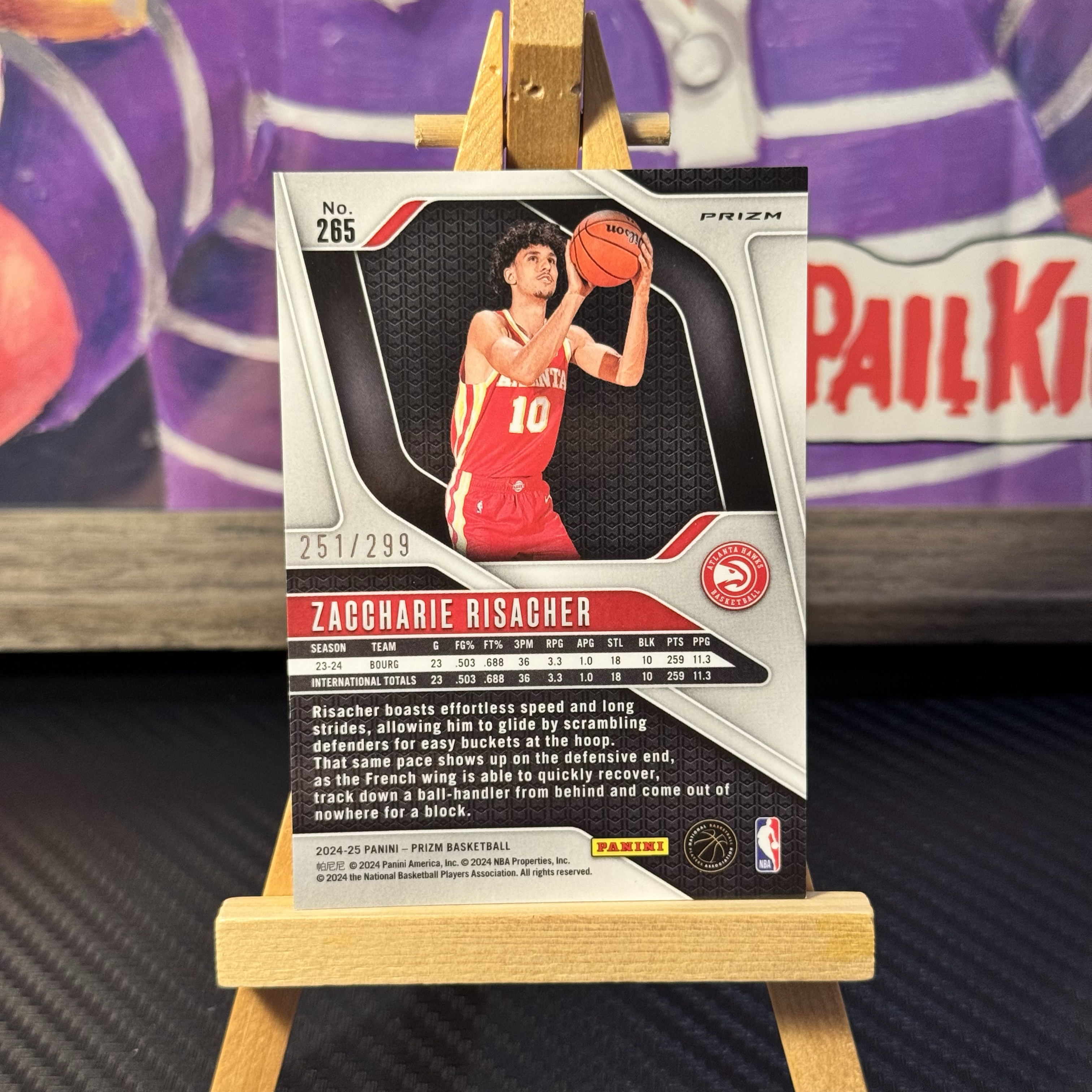 2024-25 Panini Prizm Zaccharie Risacher 新秀RC 扎卡里 里萨谢 老鹰队状元 正新秀 红变形虫折 base 251/299编 卡品如图 凑套 收藏必备