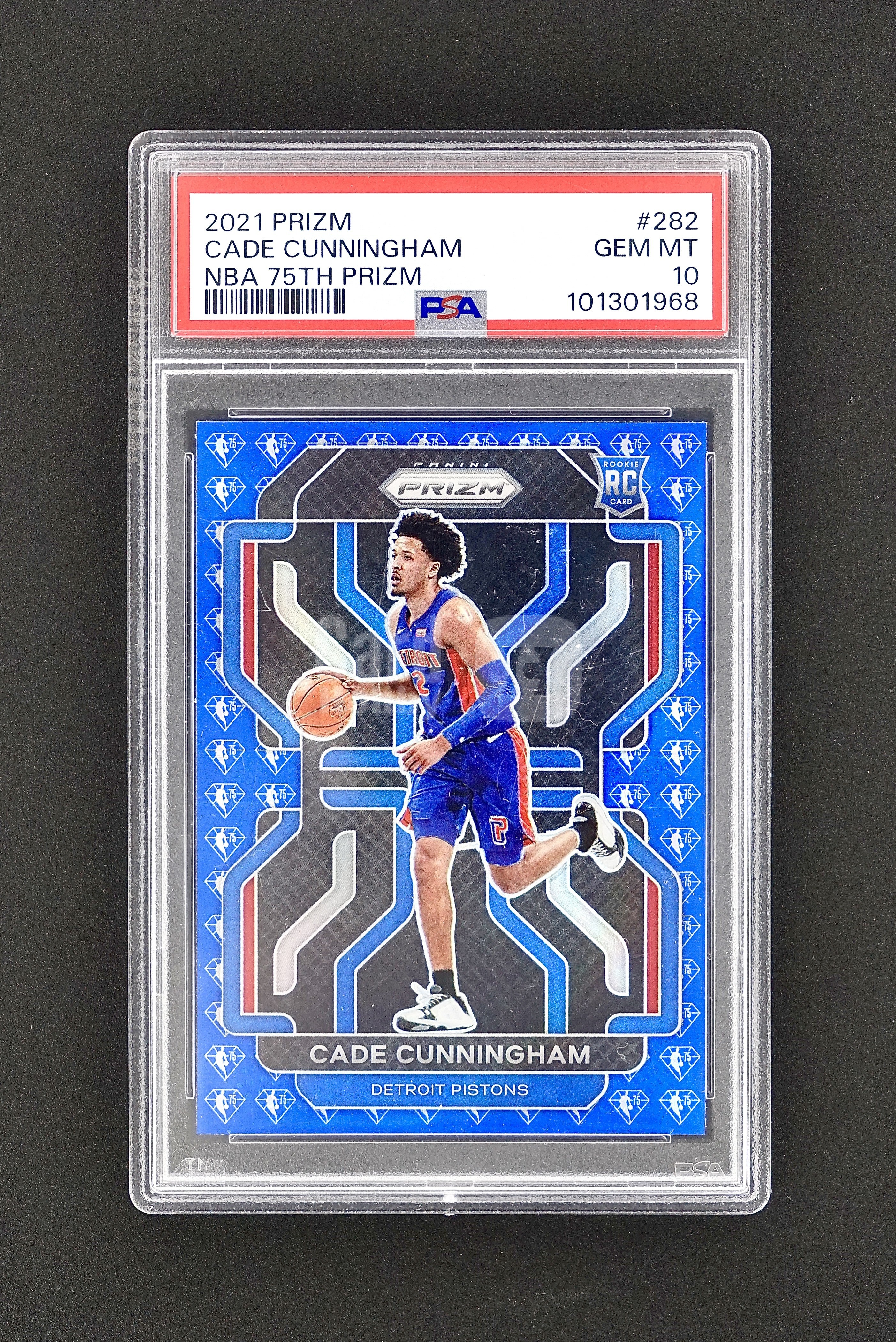 2021-22 Panini Prizm Cade Cunningham RC PZ 坎宁安 康宁汉姆 新秀 75周年 正base 蓝钻石折 PSA10分 完美品相 Color Match 专收必备