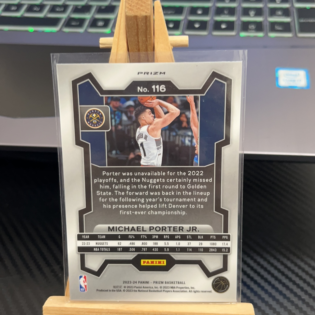 2023-24 Panini Prizm Michael Porter Jr. 迈克尔 波特 掘金 银折 折射 prizm系列 pz 卡品如图 凑图必备 值得收藏!免费代卖!