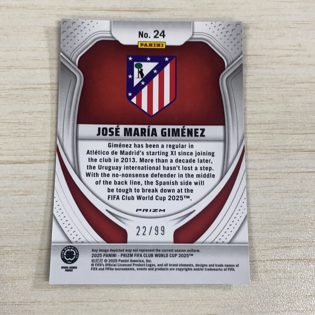 【小牛代拍】2025 Panini Prizm FIFA Club World Cup世俱杯 Jose Gimenez 希门尼斯 马竞 99编 绿折 乌拉圭 卡品如图(一哥)