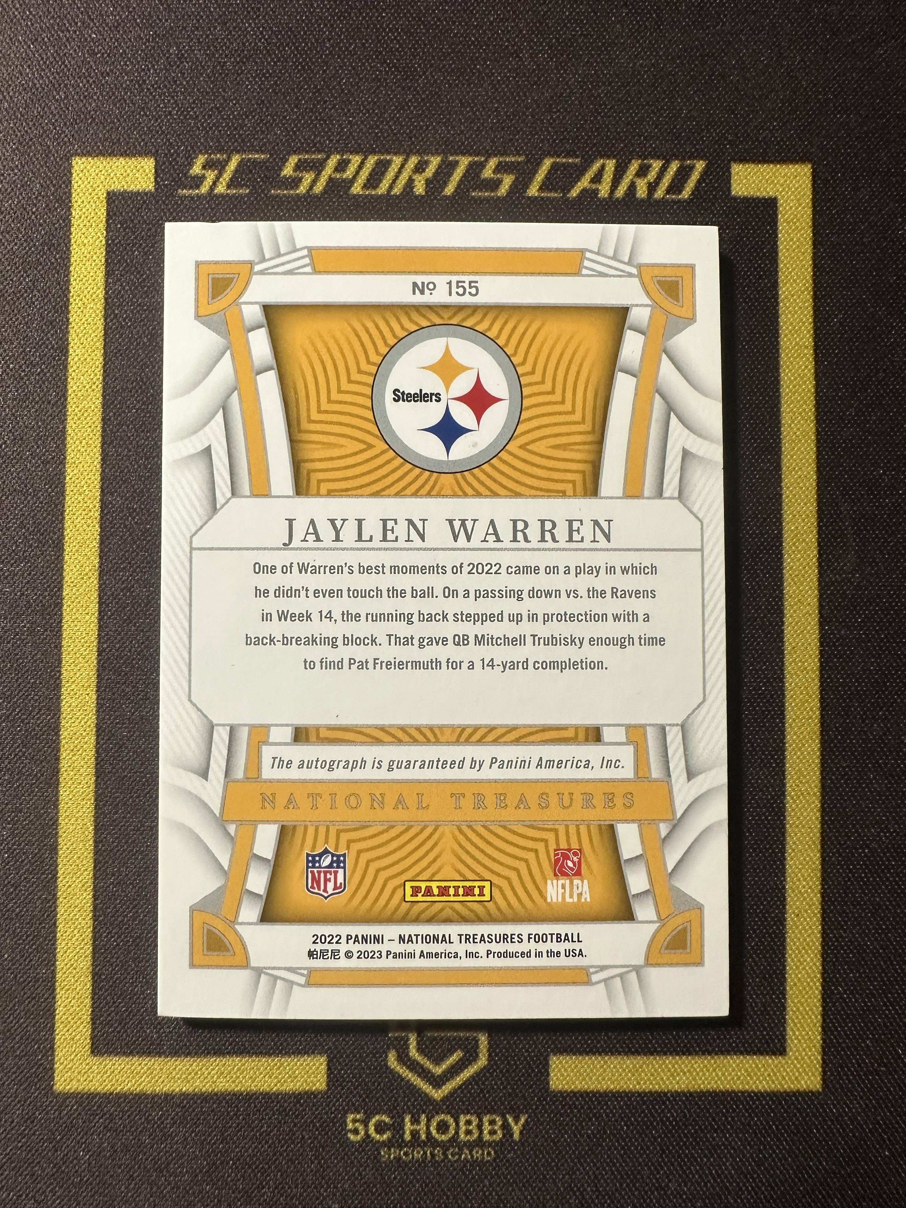 【主演出卡】 2022 panini 国宝 national treasures 橄榄球 钢人 Jaylen Warren 新秀 30编 卡品如图 凑套必备