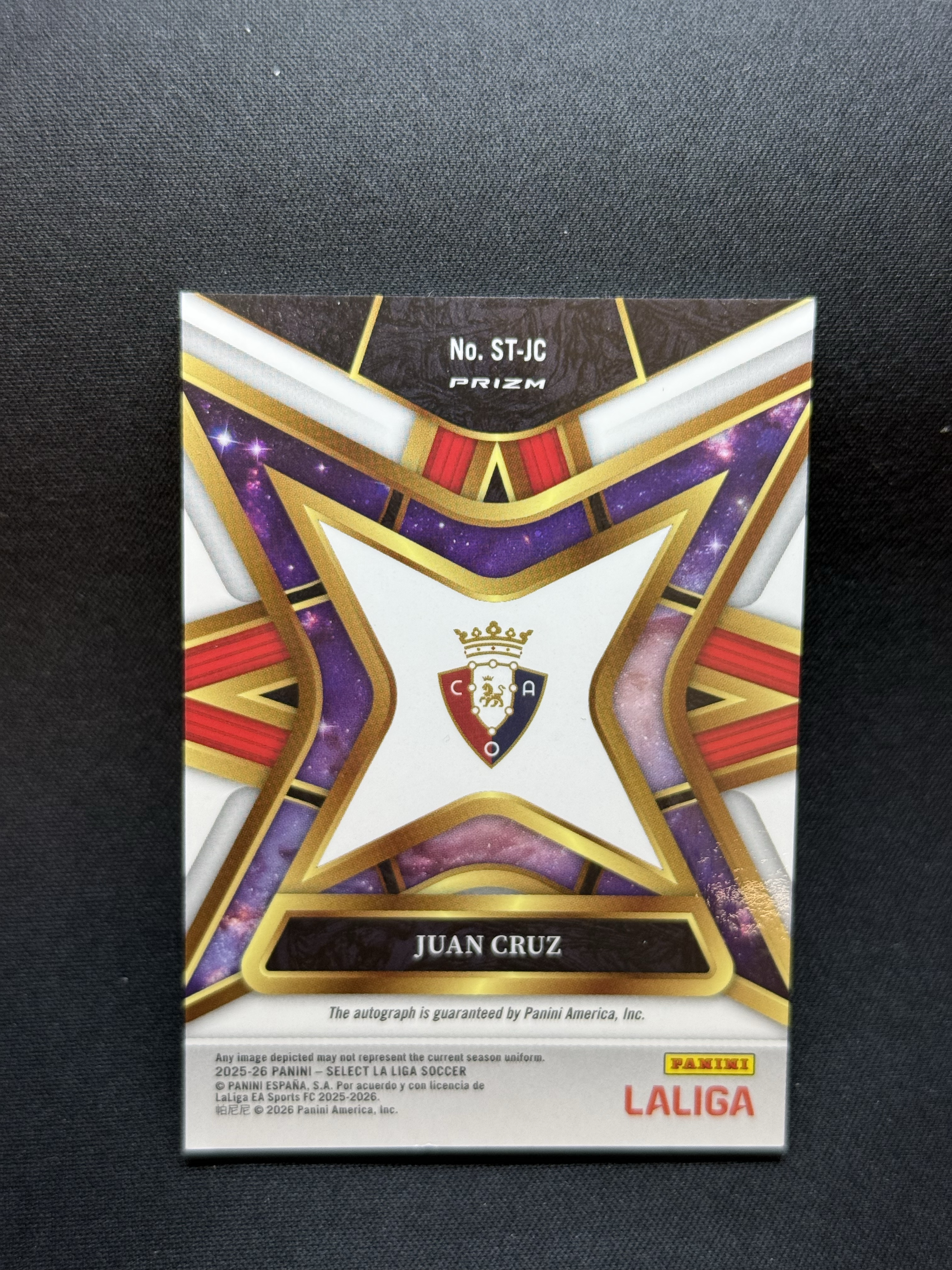 2025-26 Panini Select Juan Cruz 【小贝代拍】西甲 Se 胡安 克鲁斯 奥萨苏纳 红波纹折 签字 瑕疵如图 拍前看描述 H MFC