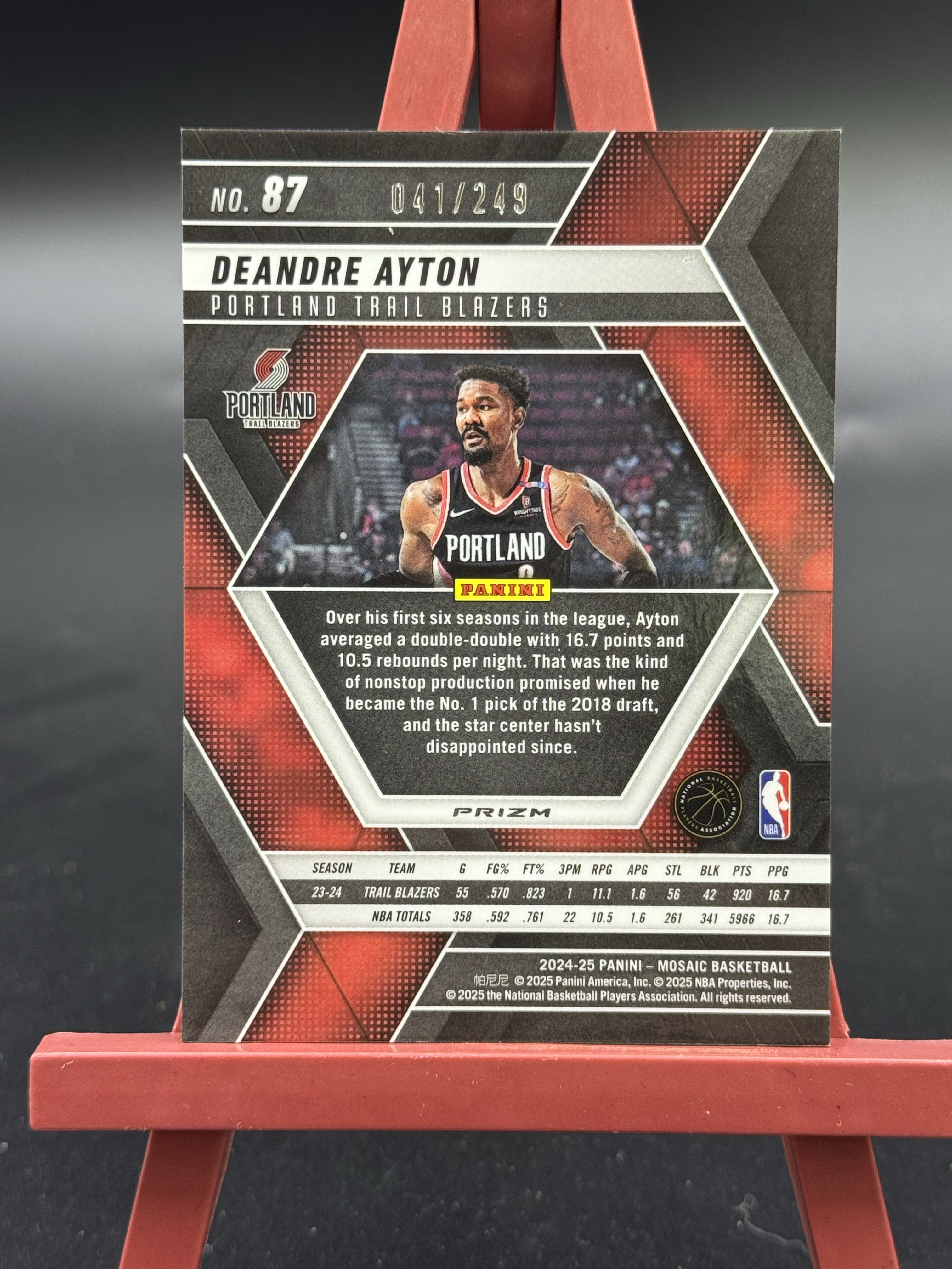 2024-25 Panini Mosaic Deandre Ayton 马赛克 041/249编 艾顿 橙折 折射 开拓者 【优质球星折射专场】Hzo4
