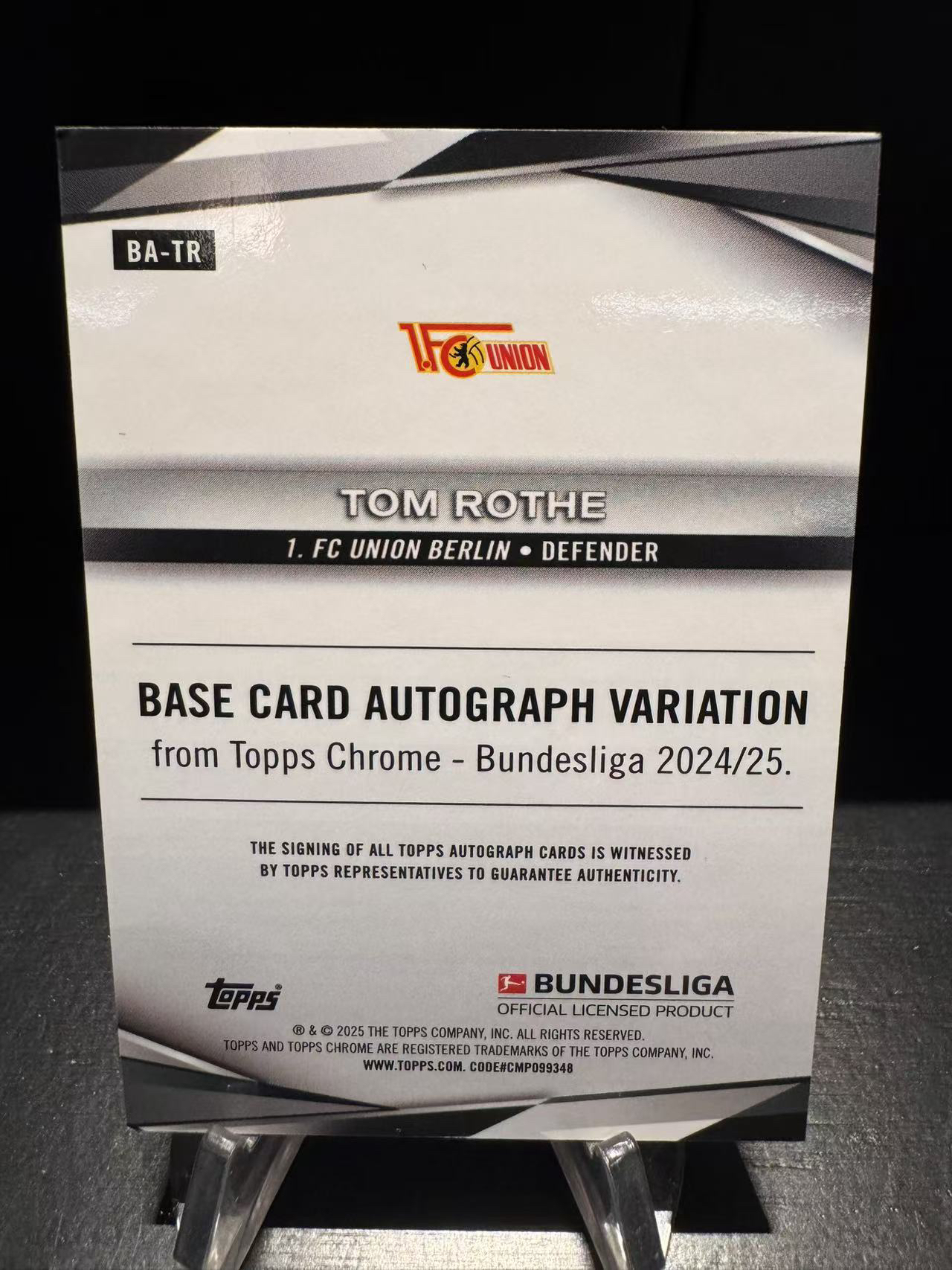 龖2024-25 Topps Chrome Tom Rothe 德甲 柏林联合 汤姆 罗特 签字 金熔岩折射 39/50编 卡品如图 MJ002M