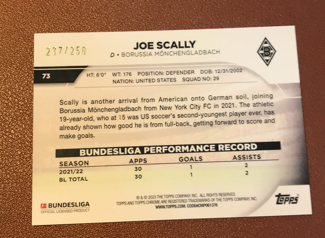 2023 Topps Chrome Joe Scally 斯卡利 250编 卡品如图 一天一快递不累计b413