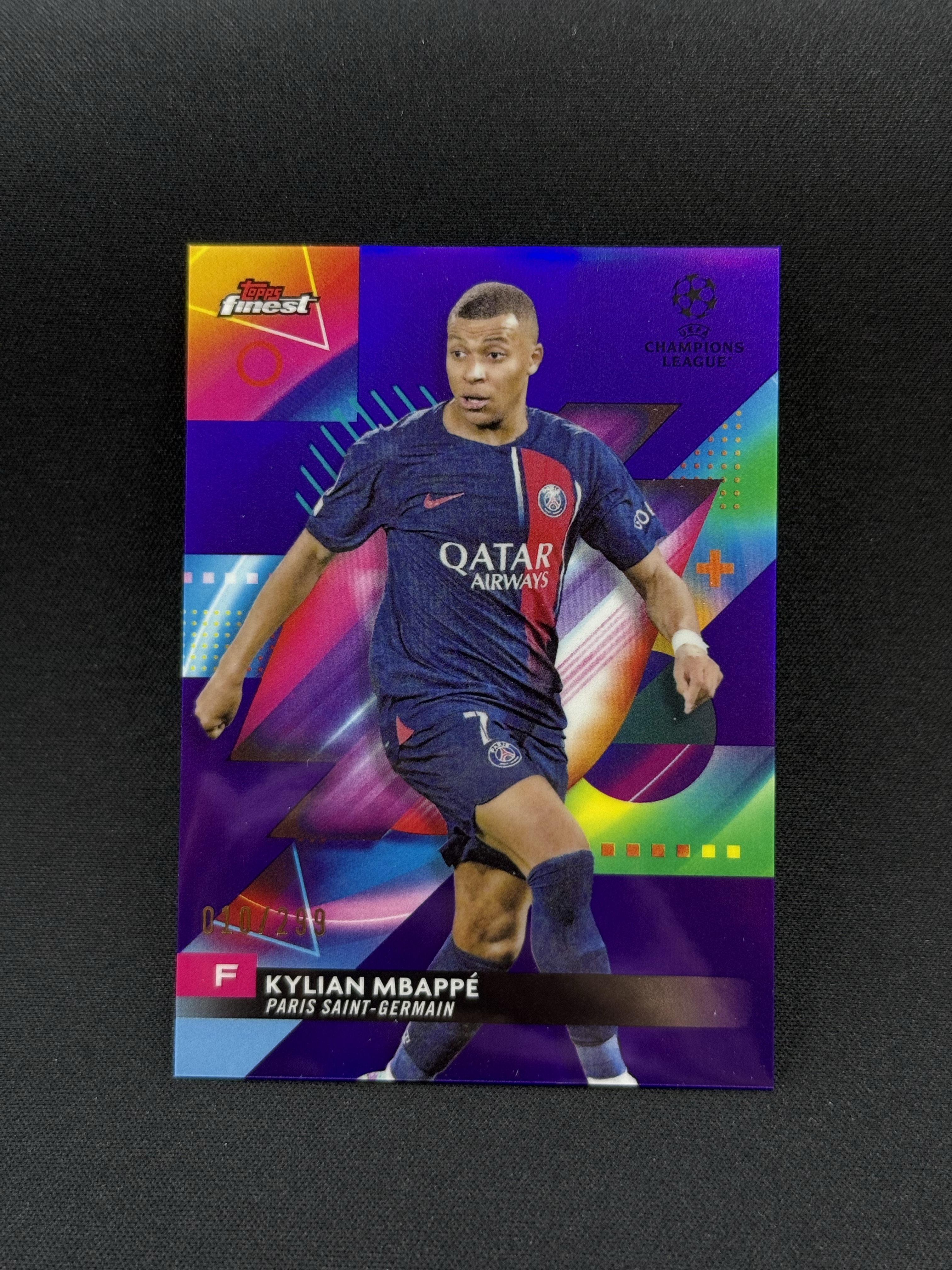 2023-24 Topps Finest Kylian Mbappe 【小贝代拍】欧战 Finest 大巴黎 姆总 姆巴佩 紫折 299编 卡品如图 拍前看描述 H CT