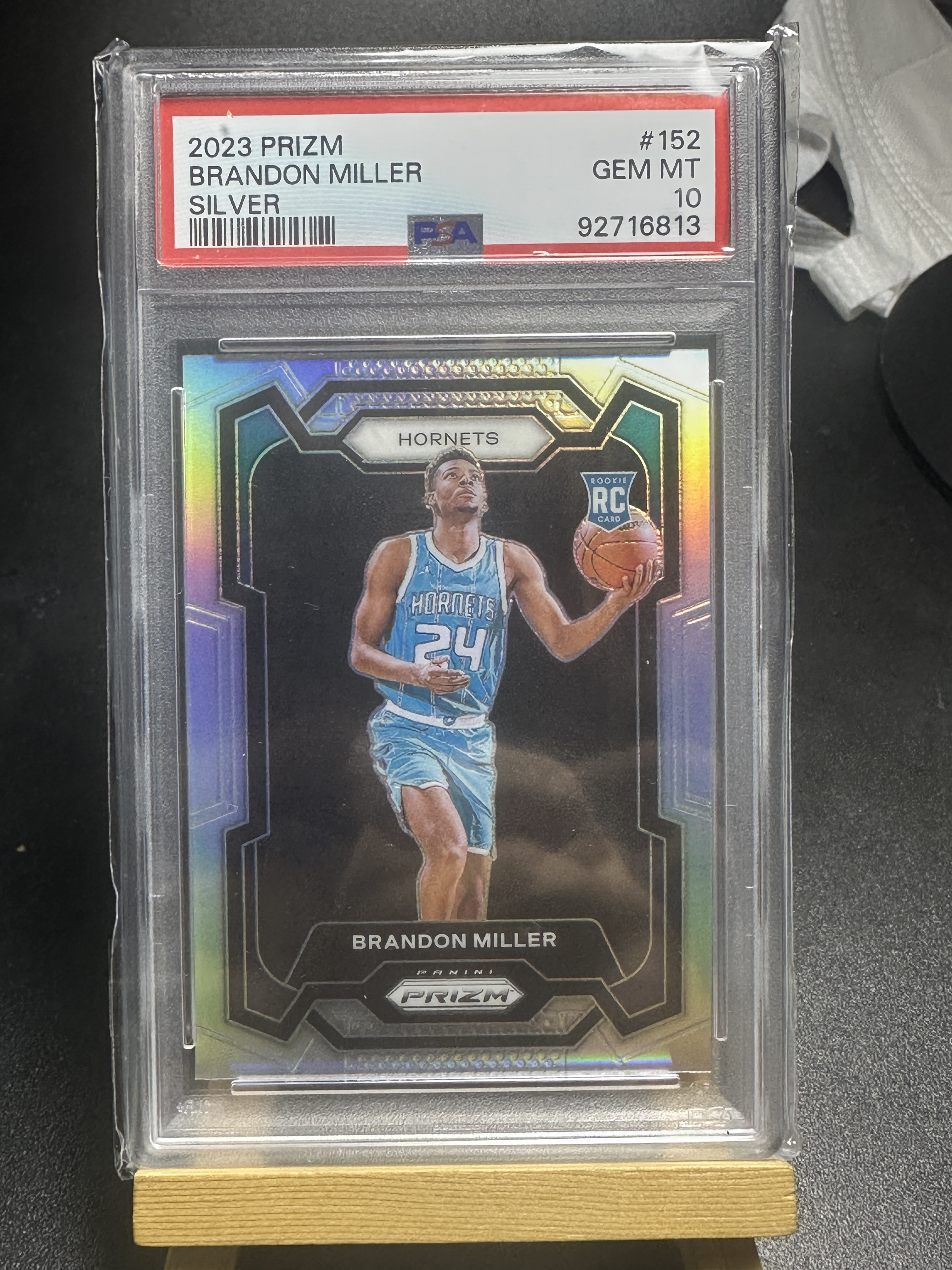 2023-24 Panini Prizm Brandon Miller RC PZ系列 黄蜂 榜眼 大热新秀 布兰登 米勒 正银折 折射 评级卡 PSA10分 完美卡品 袋子磨损 叉叉拍卖