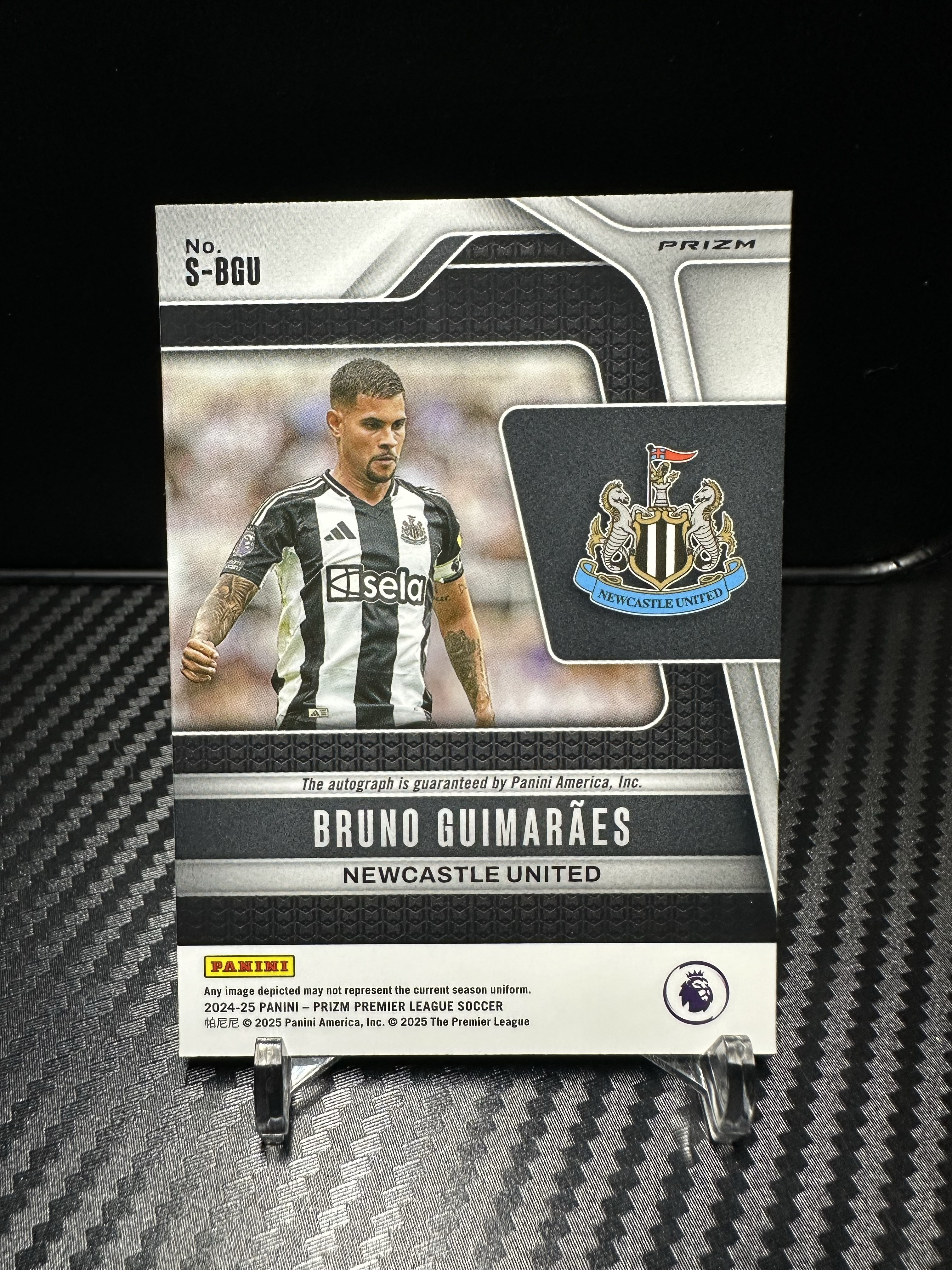 2025 Panini Prizm Bruno Guimaraes 吉马良斯 签字 猝死独占圈圈折 英超喜鹊纽卡斯尔主力核心 末年pz收藏价值高 折射天花板墨迹完美卡品如图 巴西内马尔队友收藏