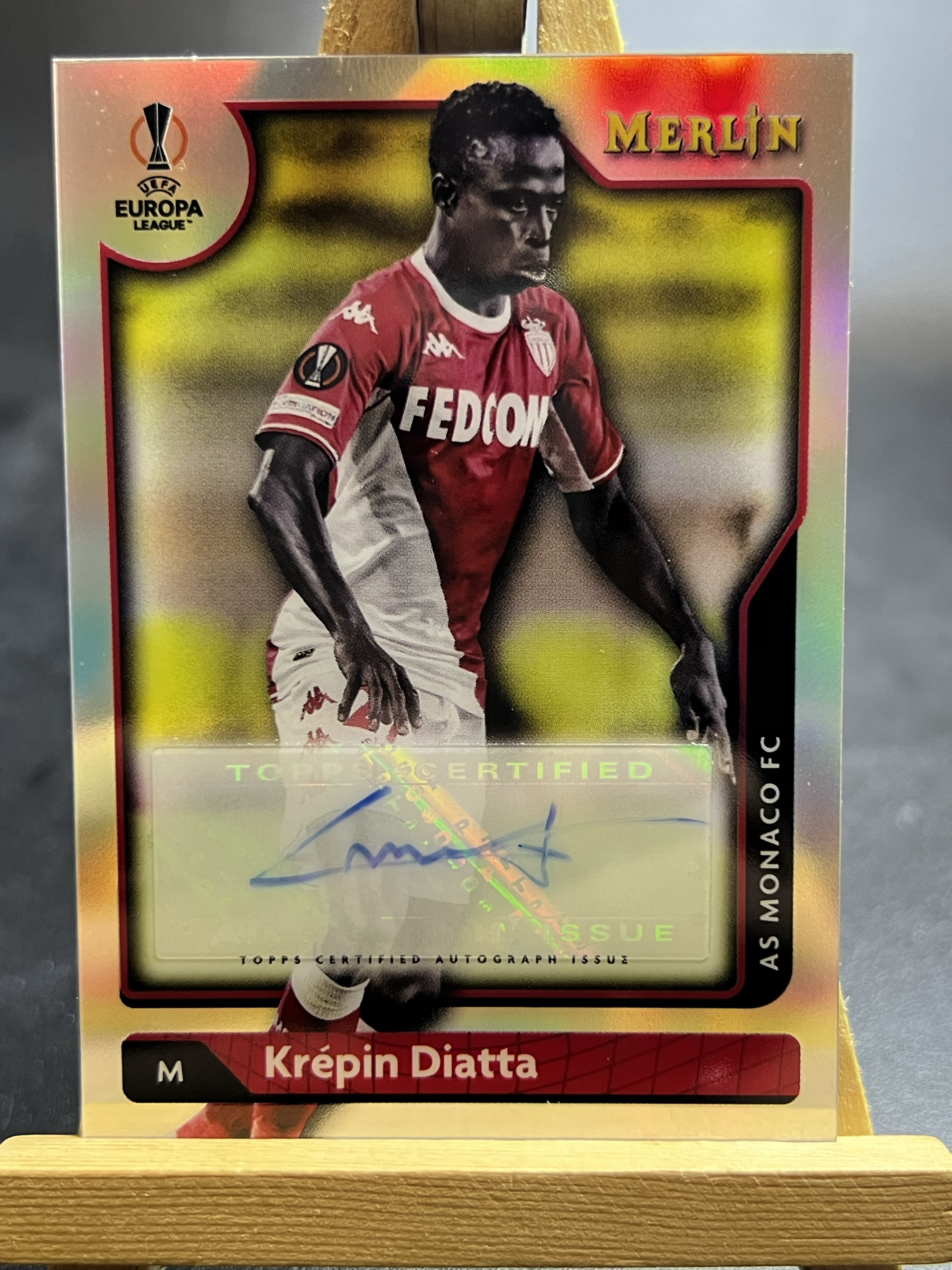 2023 Topps Merlin chrome Krepin Diatta 欧联杯 摩纳哥 克雷平迪亚塔 银折 折射 签字 李哥 叉叉拍卖