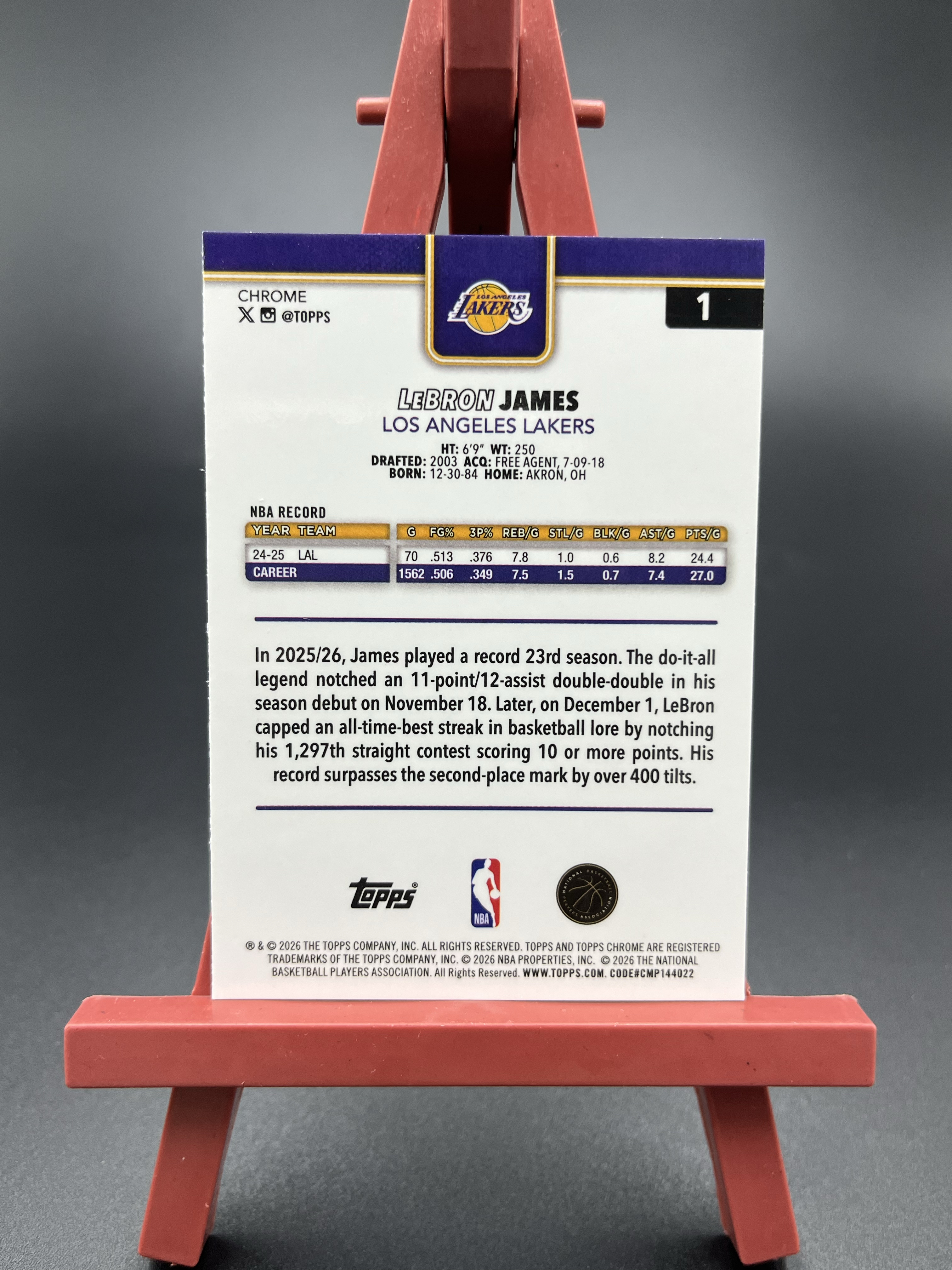 【西子拍卖】2026 topps Chrome Update TCU 湖人队 LeBron James 勒布朗 詹姆斯 小皇帝 红白蓝 三色折 折射 微瑕如图 XZ21