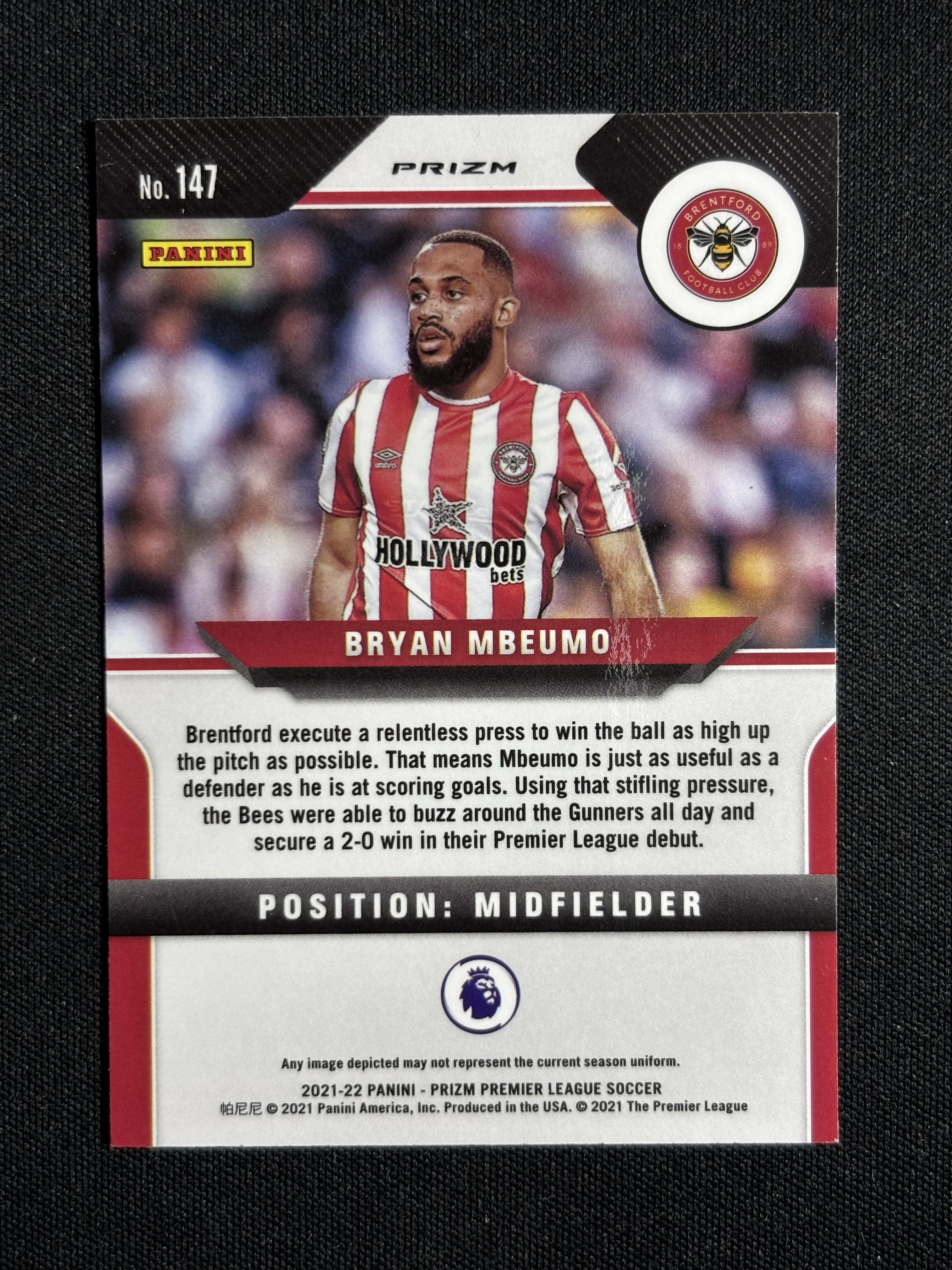 2021-22 Panini Prizm Bryan Mbeumo RC 「墨色拍卖」英超Pz 布伦特福德 曼联 新秀 姆博莫 绿波纹 卡品如图 BCH9