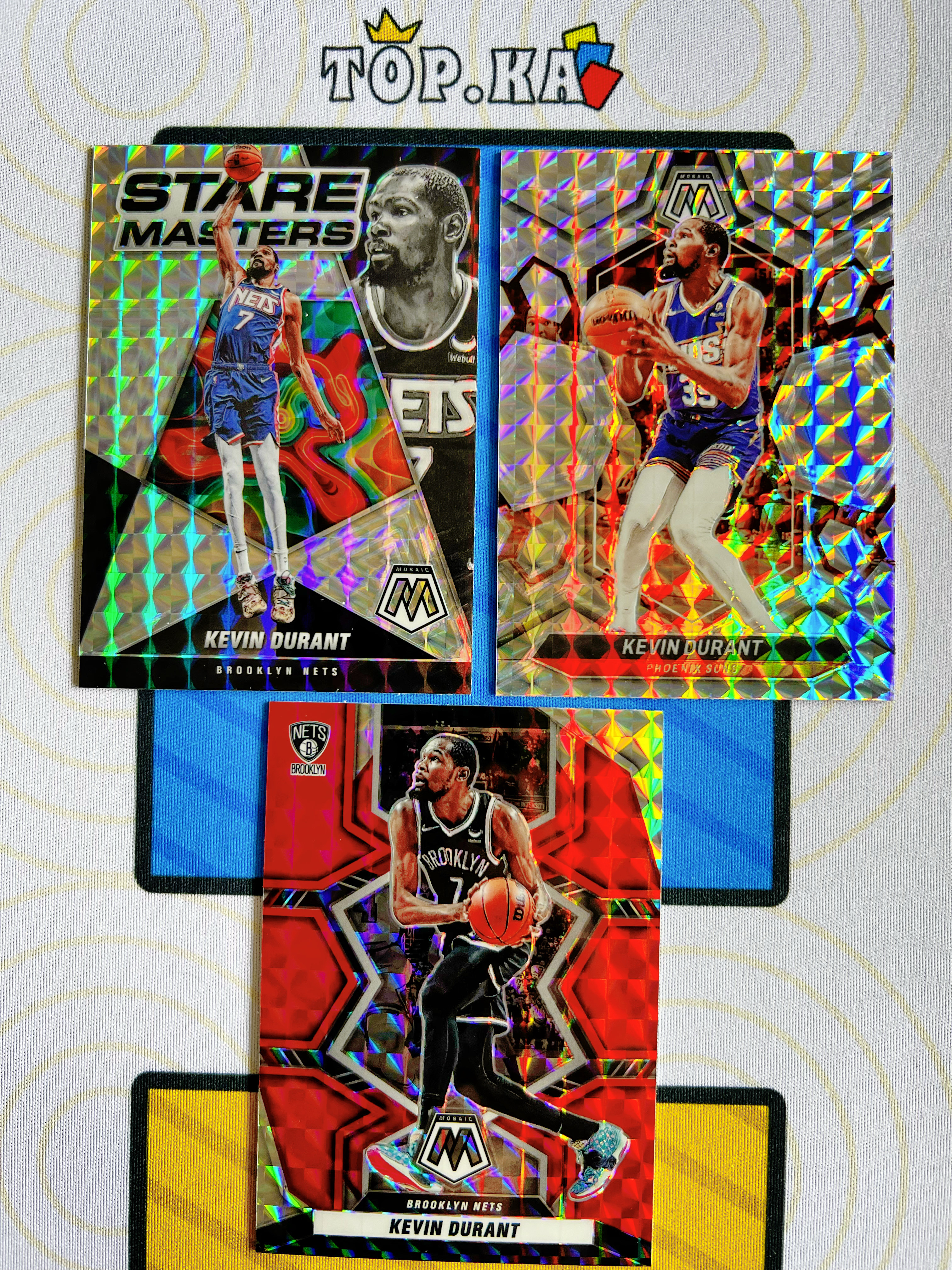 【顶尖卡社】2021-22 Panini Mosaic Kevin Durant 篮网 凯文 杜兰特 死神 KD 马赛克 折射 转会火箭 一图3张打包 lot不保卡品【凯里】