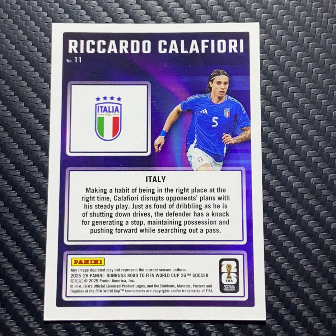 【小牛代拍】2025-26 Panini Donruss Riccardo Calafiori 意大利卡拉菲奥里 Magicians 魔术师 特卡 杜蕾斯 世界杯之路 62/9 卡品如图(polo)