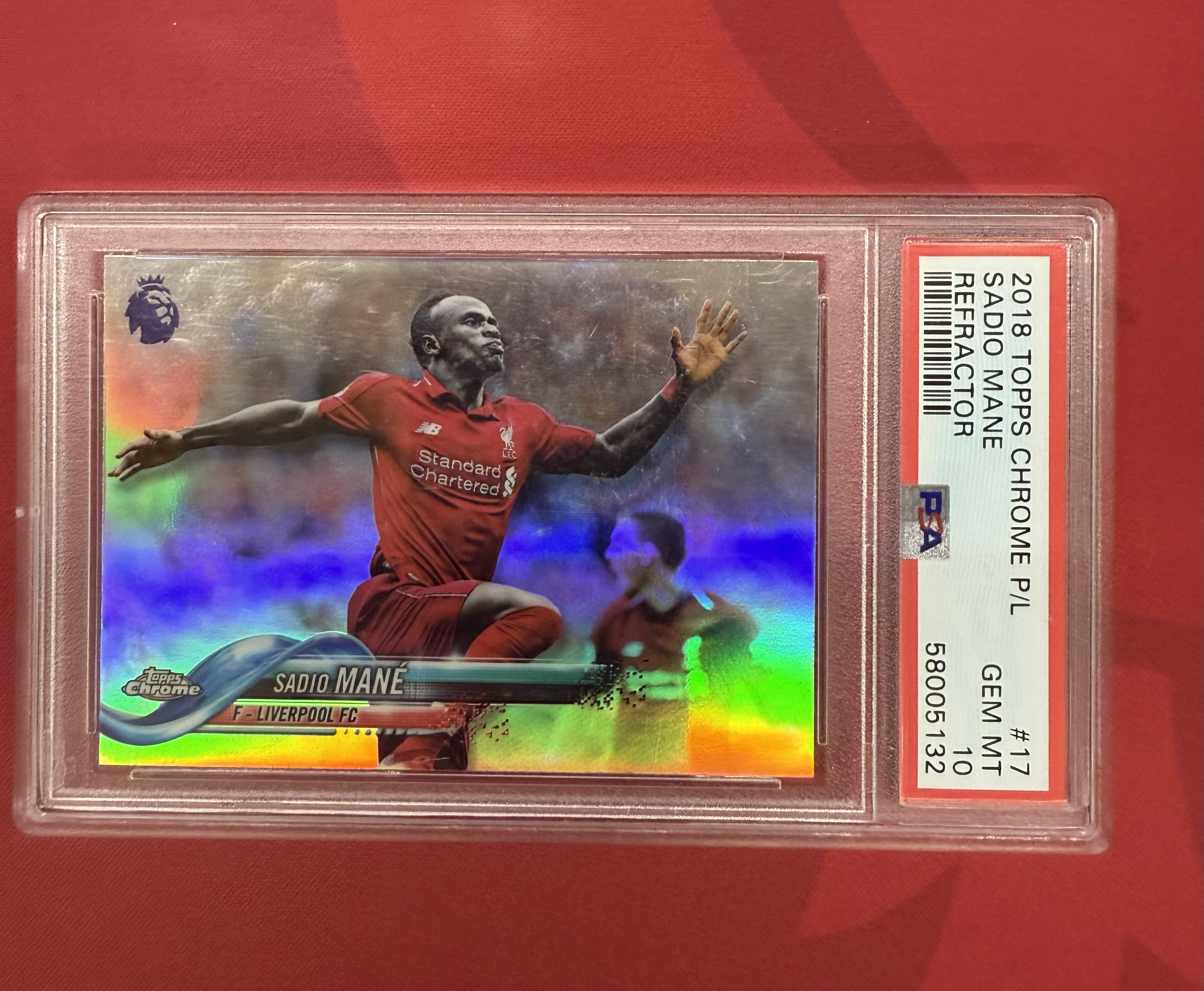 2017-18 Topps Chrome Sadio Mane 马内 利物浦 元年 英超chrome psa10分 pop2 银折 正银折 稀有