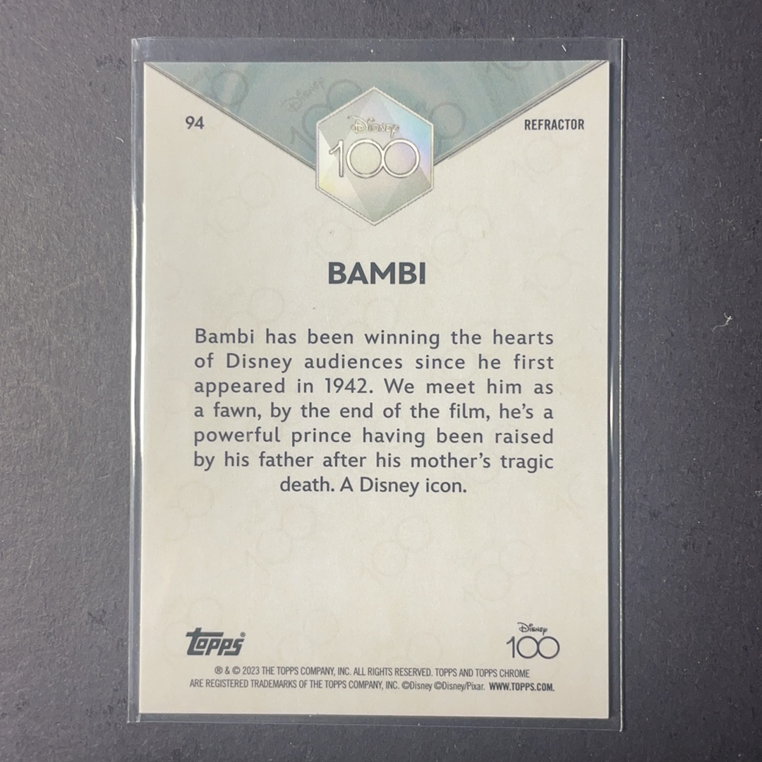 2024 Topps Disney 迪士尼100周年 小鹿斑比 序号94 base银折射 2023 Topps Chrome Disney 迪士尼100周年 迪士尼元年系列
