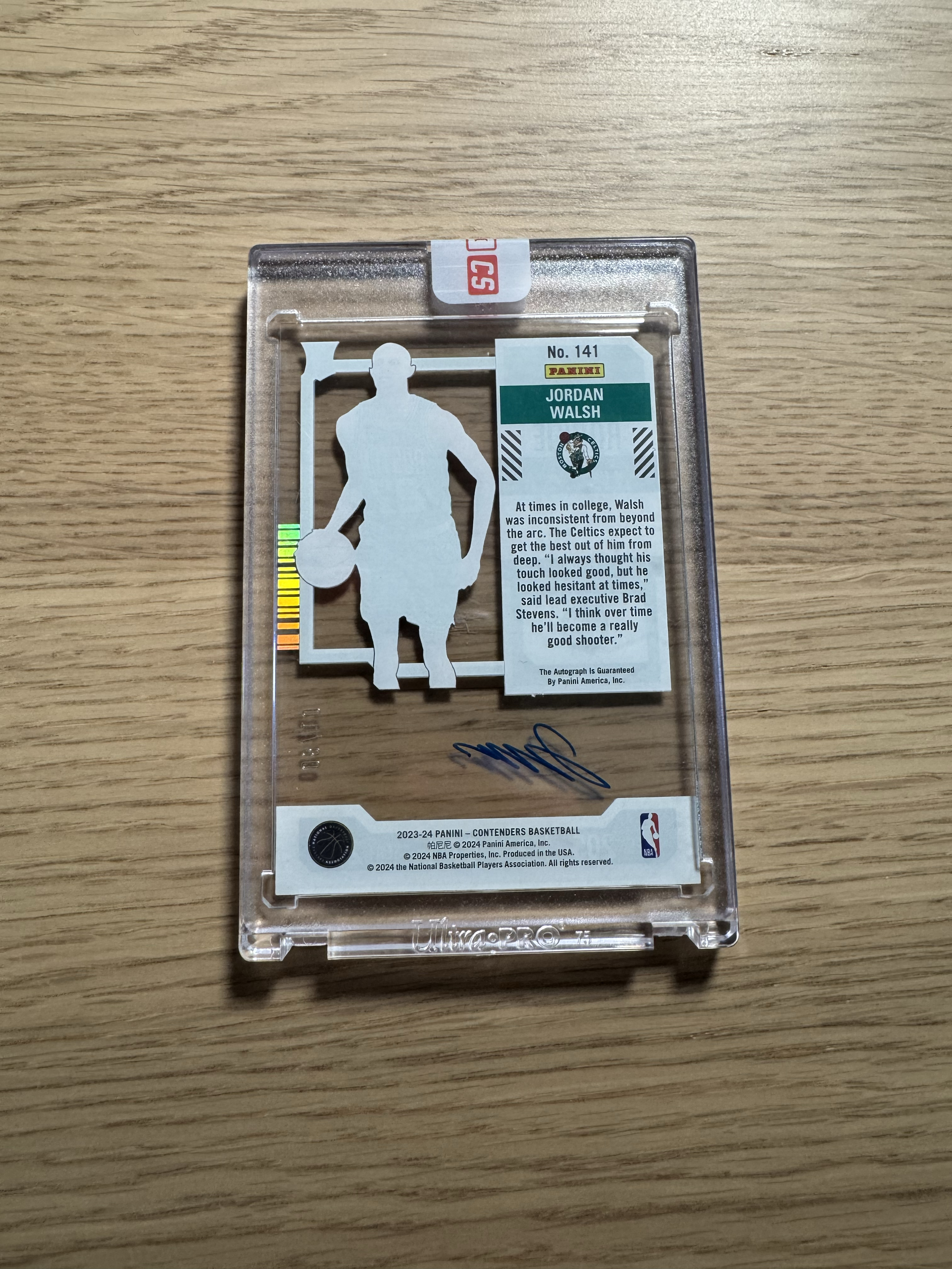 2023-24 Panini Contenders Jordan Walsh RC 球票 乔丹 沃尔什 无眉大侠 新秀 竖版 卡签 透明球票 ...