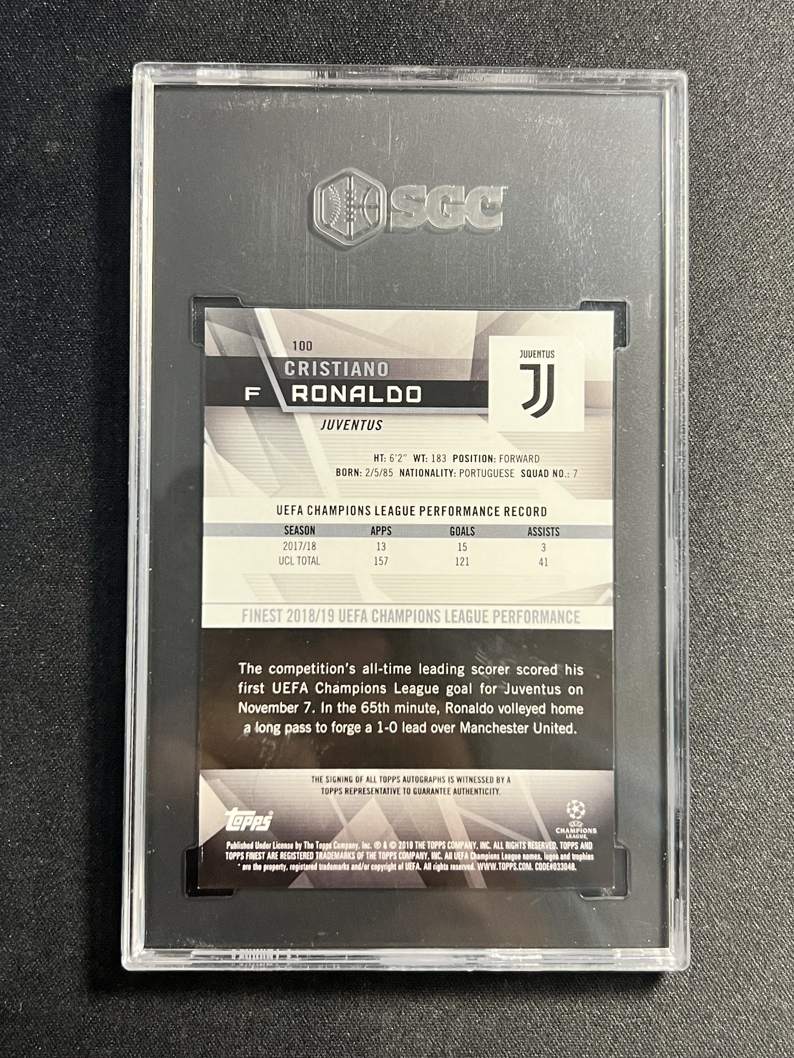 2018-19 Topps Finest Cristiano Ronaldo C罗 28/50编 正金折 完美签字!SGC8.5。皇家马德里/皇马,曼联,尤文图斯,葡萄牙Goat,梅西之敌【珞珈拍卖】