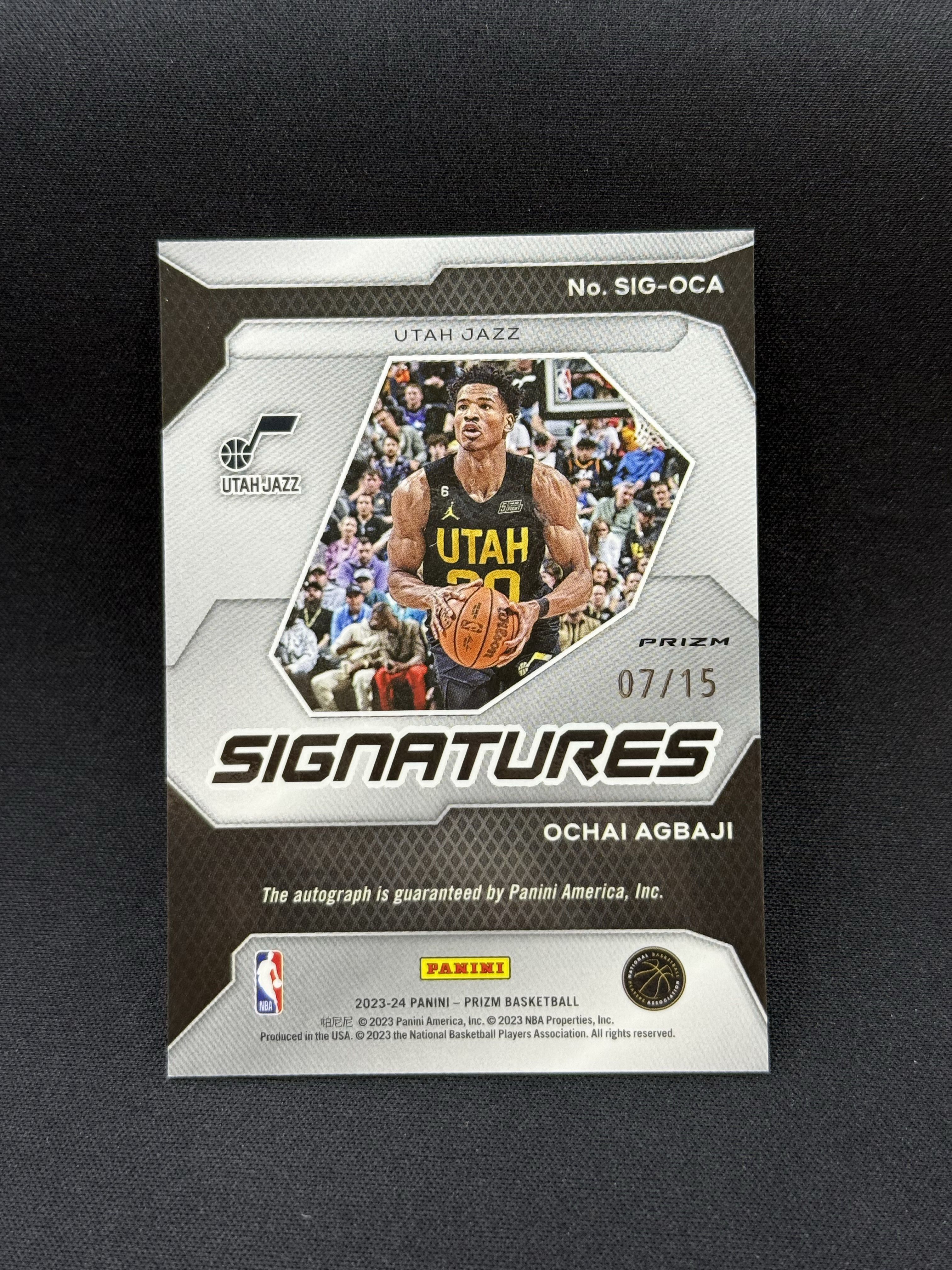 2023-24 Panini Prizm Ochai Agbaji 【小贝代拍】NBA Pz 爵士 阿巴基 蛇皮折 签字 07/15编 低编 卡品如图 拍前看描述 Takara