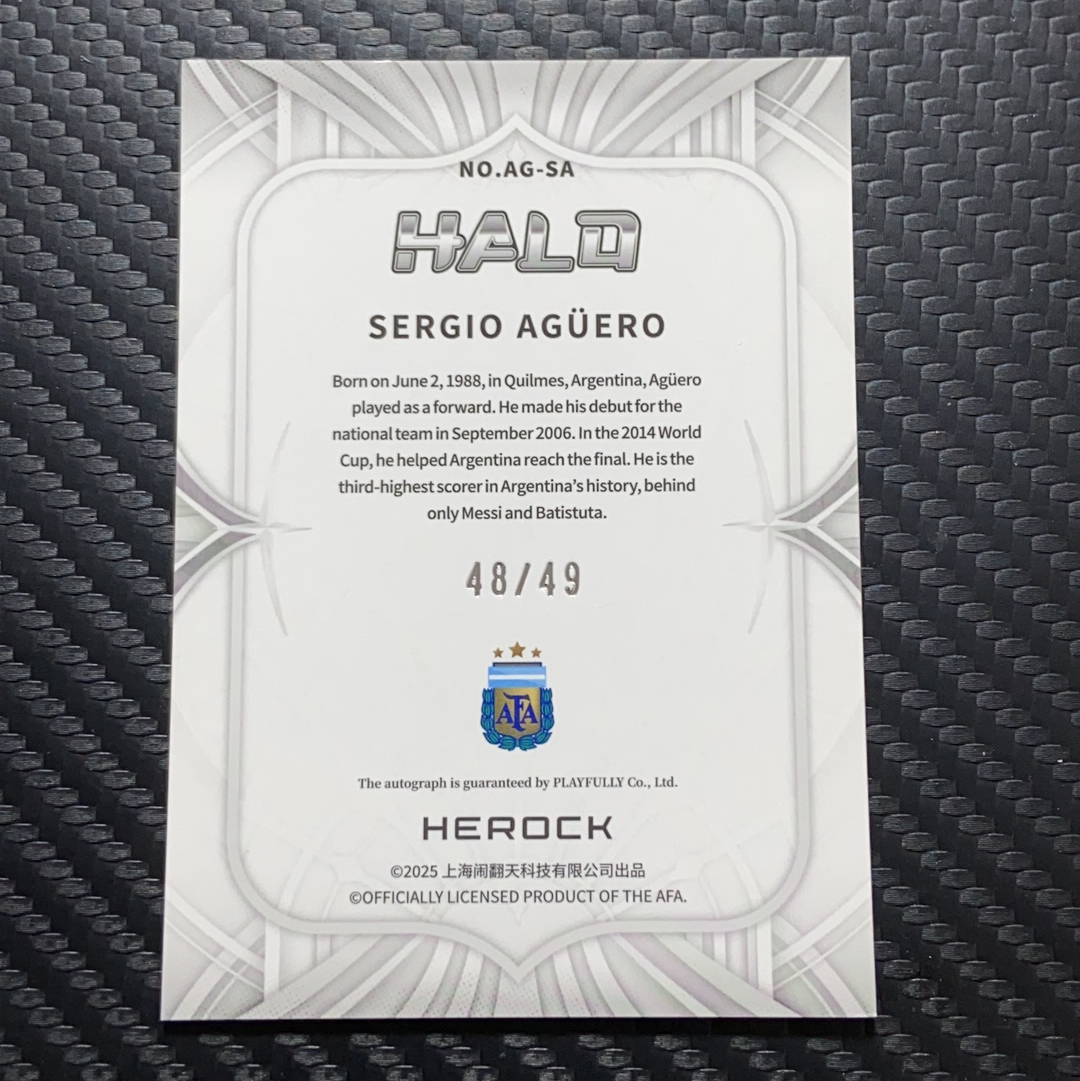 【小牛代拍】2025 Herock Halo Argentina Sergio Agüero 闹翻天 阿根廷国家队队盒 阿圭罗 签字 48/49编 橙折 曼城 卡品如图(男)