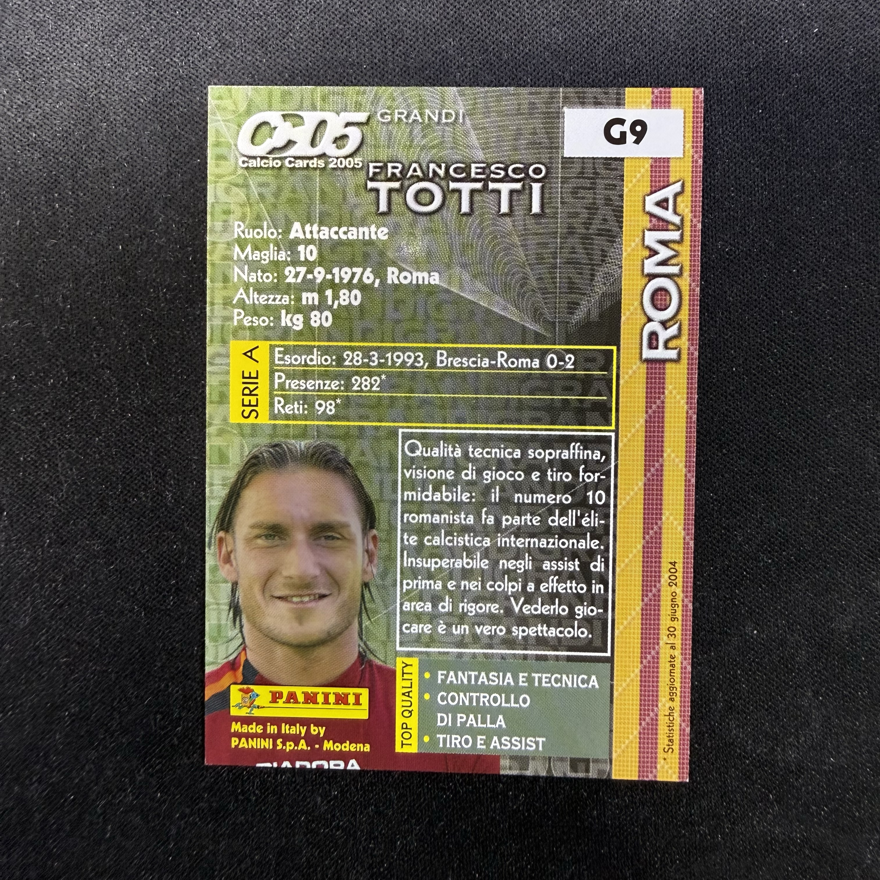 2005 Panini CALCIO Francesco Totti 【SC拍卖】意甲 托蒂 罗马 折射 经典老卡 收藏必备(小樽之恋)