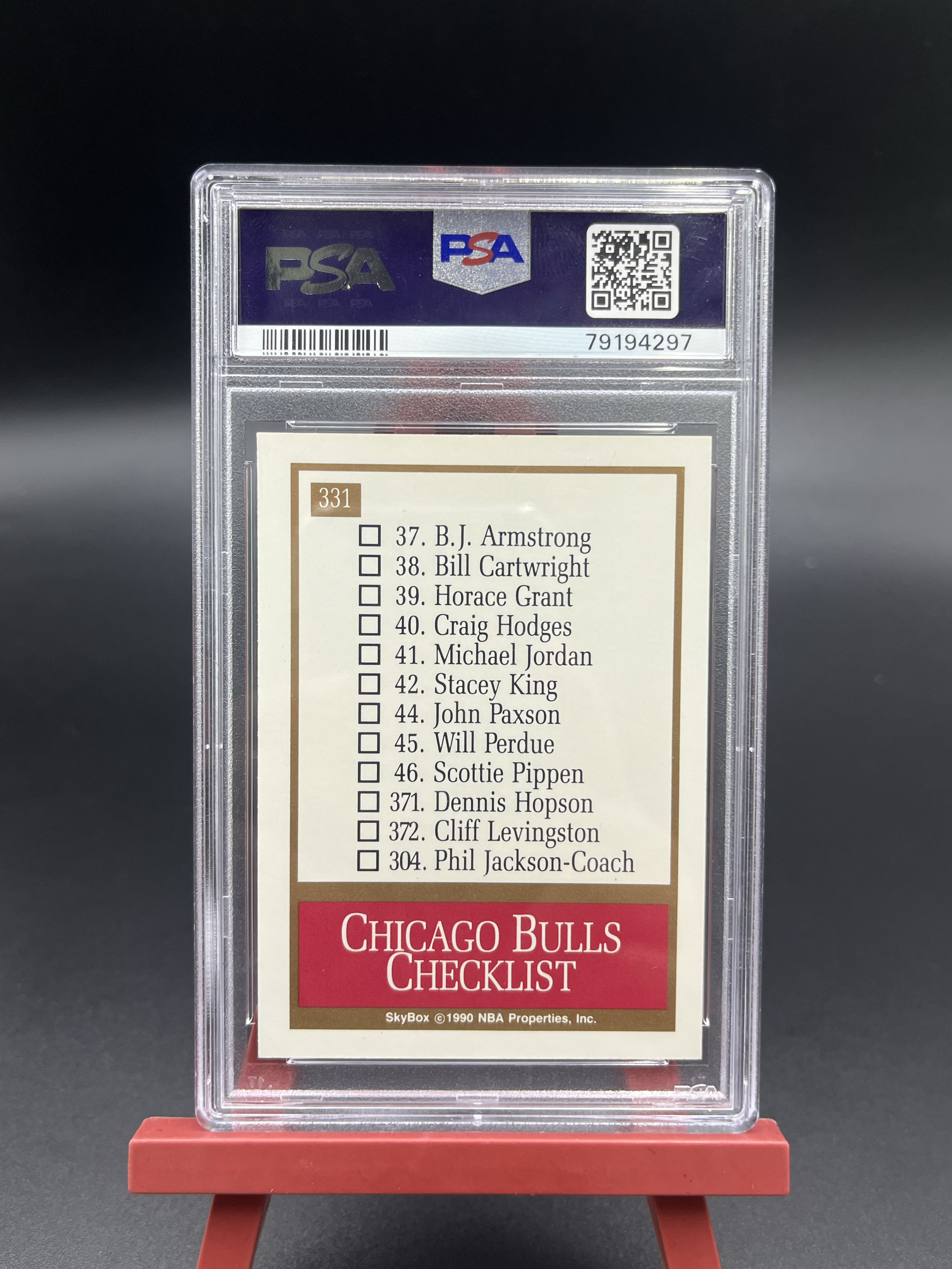 1990 SkyBox chicago bulls checklist 公牛 队标 队徽特卡 迈克尔 乔丹 皮蓬 PSA9分评级卡 PNA15