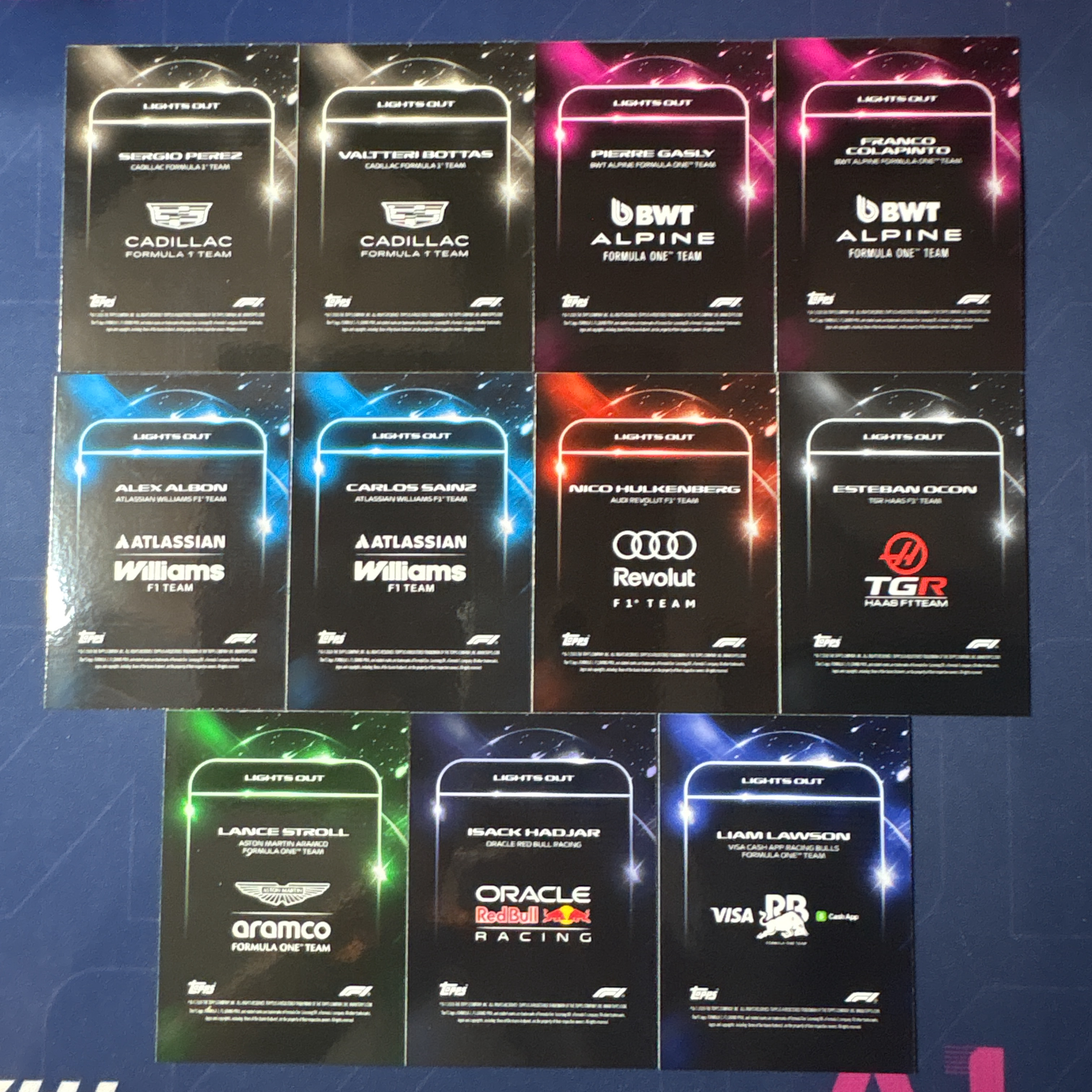 2026 Topps Lights Out 【爆爆代卖】 F1 熄灯 佩雷兹 博塔斯 加斯利 科拉平托 阿尔本 塞恩斯 霍肯博格 奥康 斯图罗尔 哈贾尔 劳森 天残 11张Lot Base 如图#冷哥