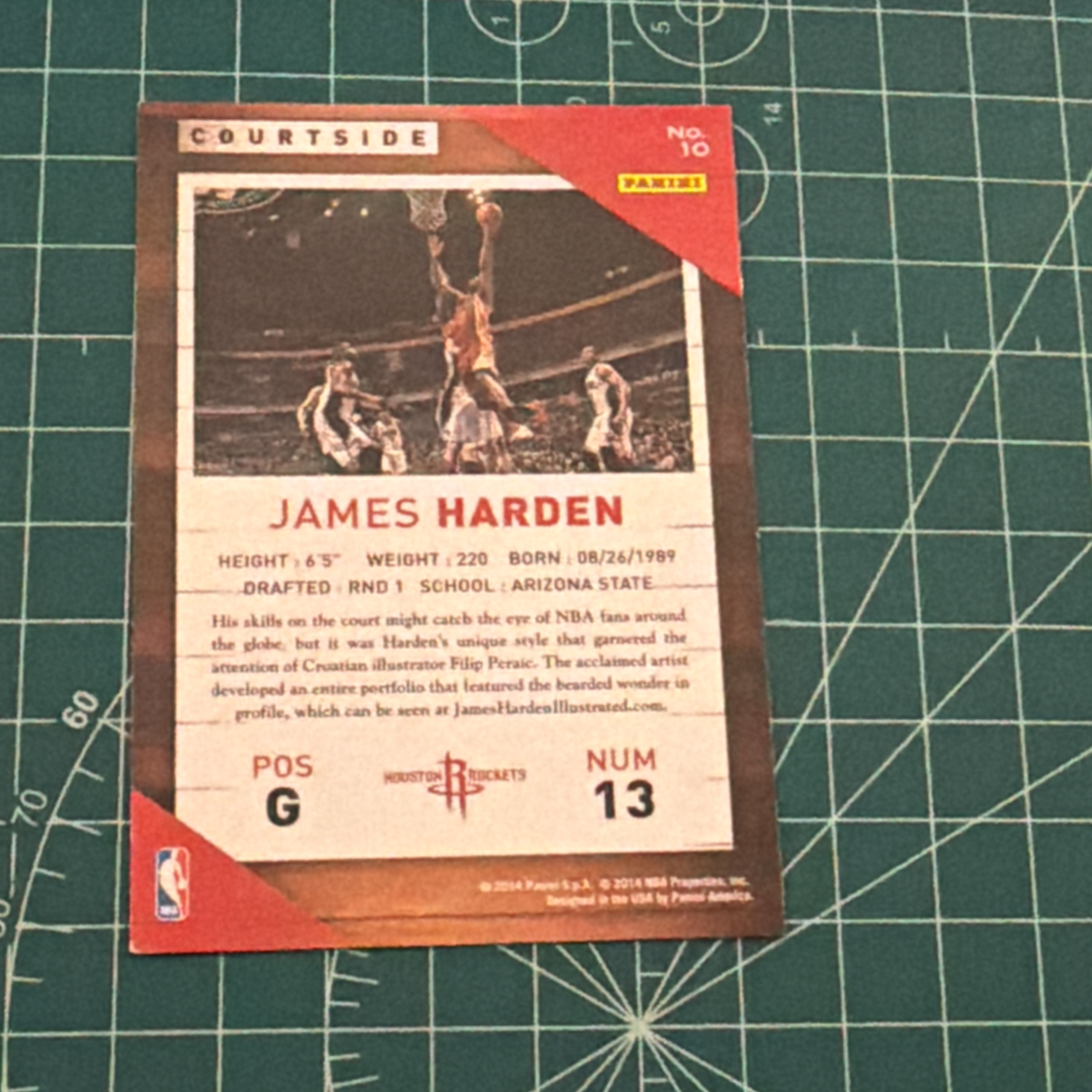 2014-15 Panini S.p.A James Harden 中雅图/中亚图 詹姆斯哈登 横版特卡 场边 小聚光灯 老卡 绝版卡 稀有大比例 折痕 卡面不平