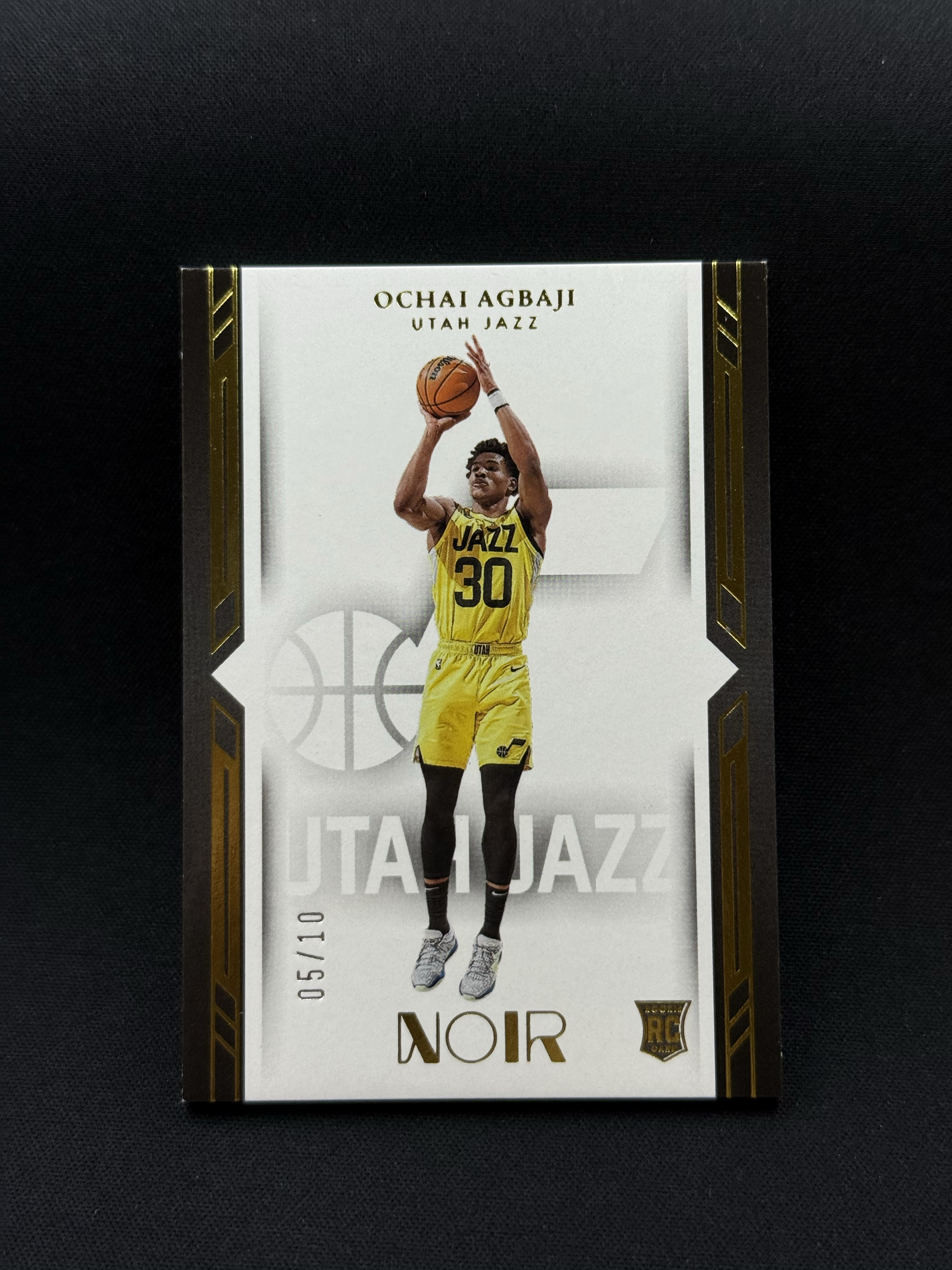 2022-23 Panini Noir Ochai Agbaji RC 【小贝代拍】NBA 诺尔 爵士 新秀 阿巴基 05/10编 金平行 瑕疵如图 拍前看描述 Takara