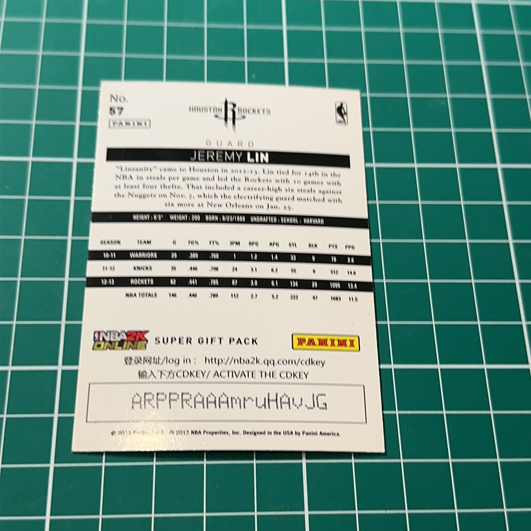 2013-14 Panini Americana Jeremy Lin S.p.a. 林书豪 林疯狂 火箭 折射特卡 镭射 银折 十年老卡 绝版卡 稀有大比例