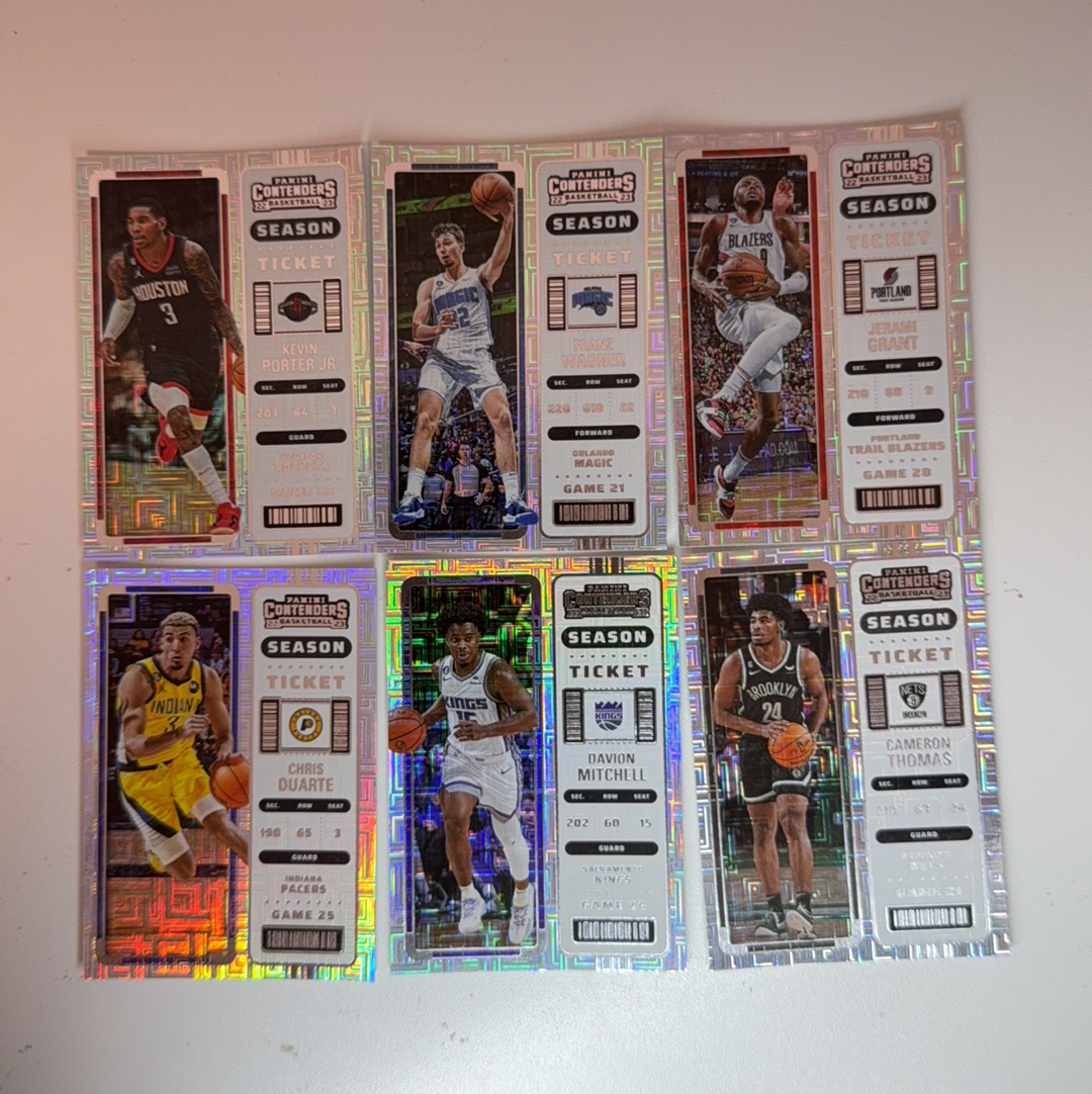 【免费代卖】6张打包 lot 球票 米切尔 小凯文 波特 托马斯 杜阿尔特 等 迷宫折 折射 值得收藏!!